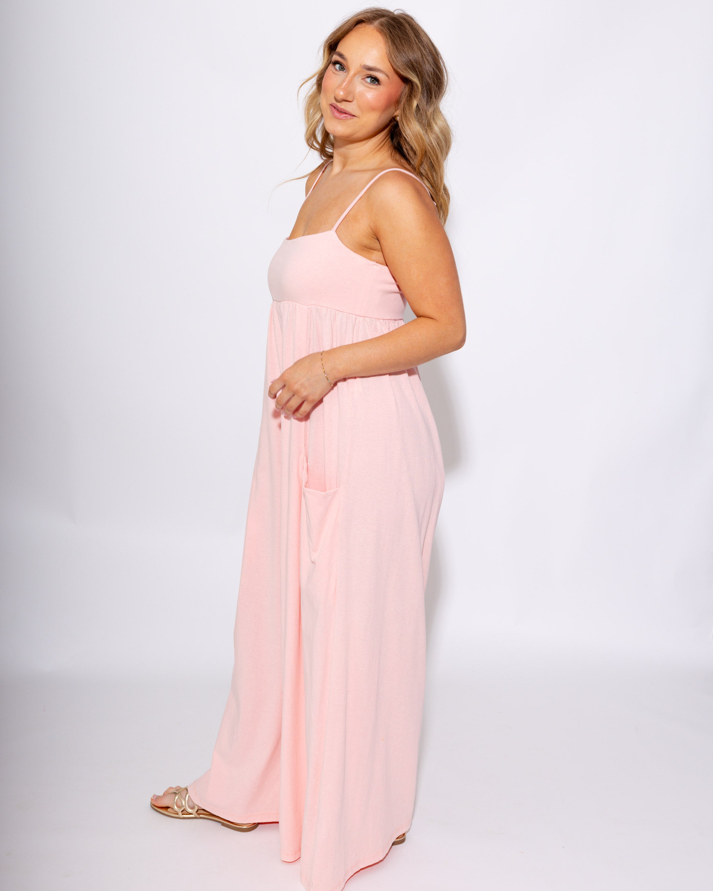 Dusty Pink Spaghetti Strap Jumpsuit - ee:some - Gaudie & Co. Beaumont TX Boutique