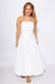 White Strapless Bubble Hem Drop Waist Midi Dress - Mable - Gaudie & Co. TX Boutique