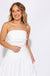 White Strapless Bubble Hem Drop Waist Midi Dress - Mable - Gaudie & Co. TX Boutique