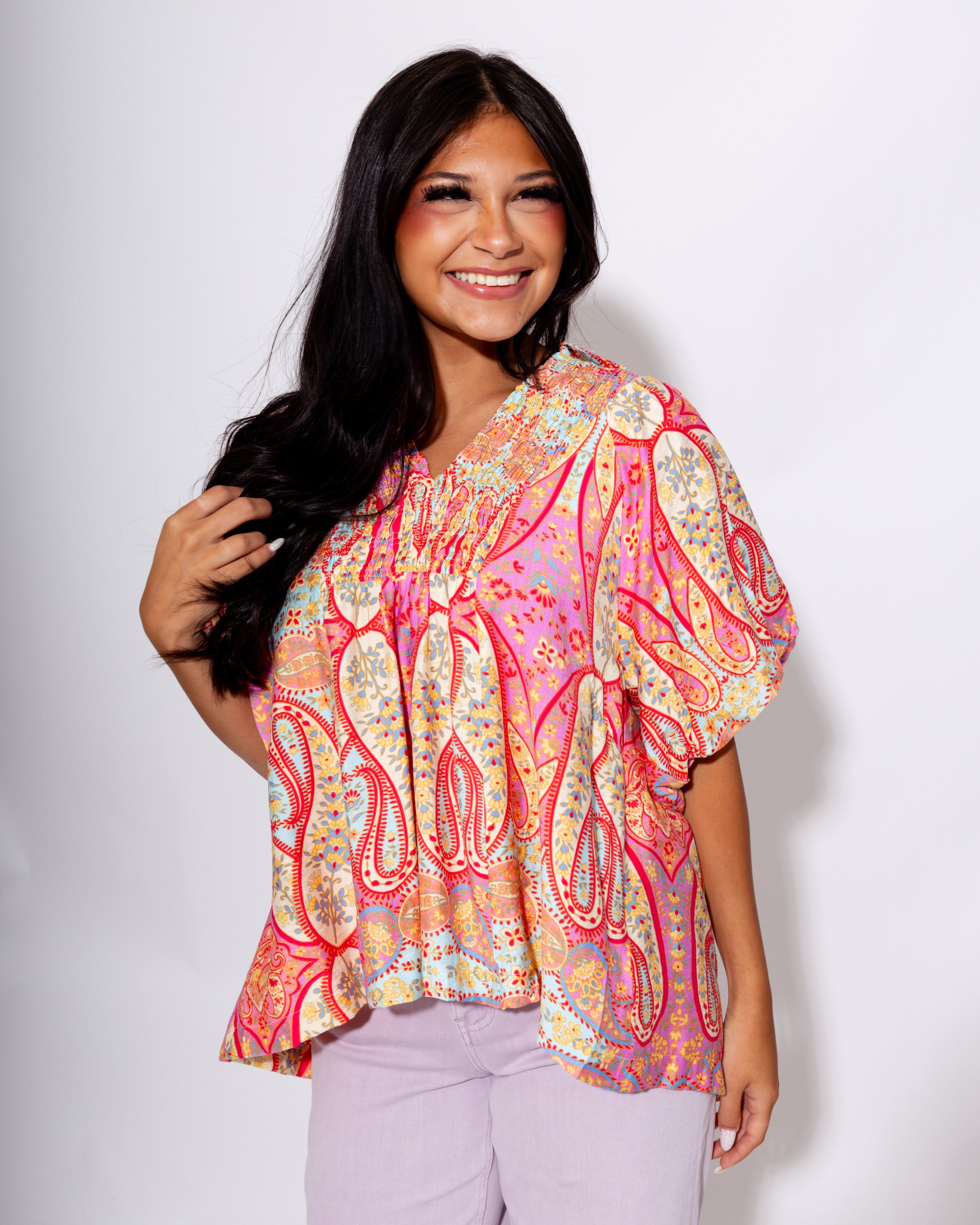 Paisley Smocked Top