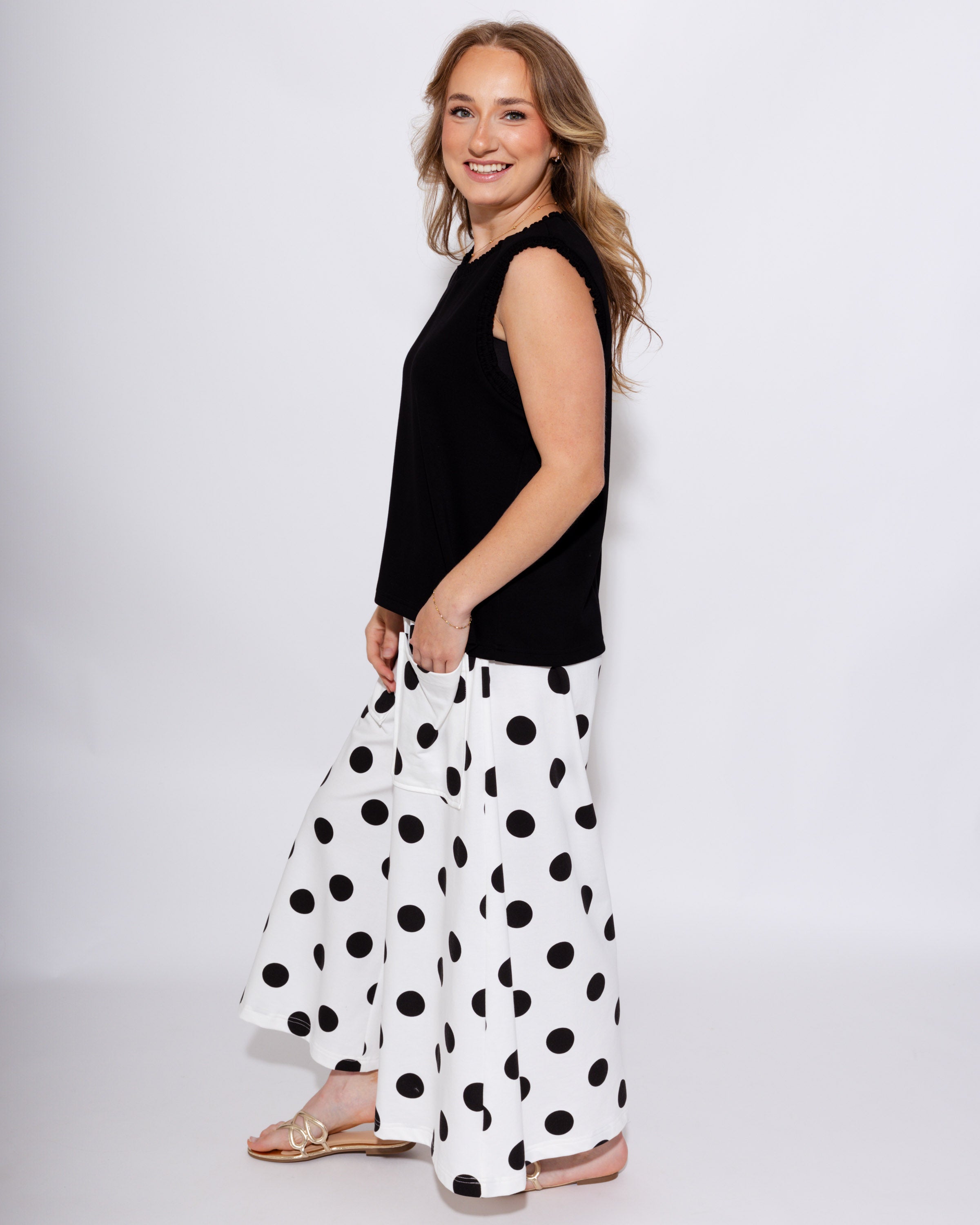Smocked Edge Tank in Black