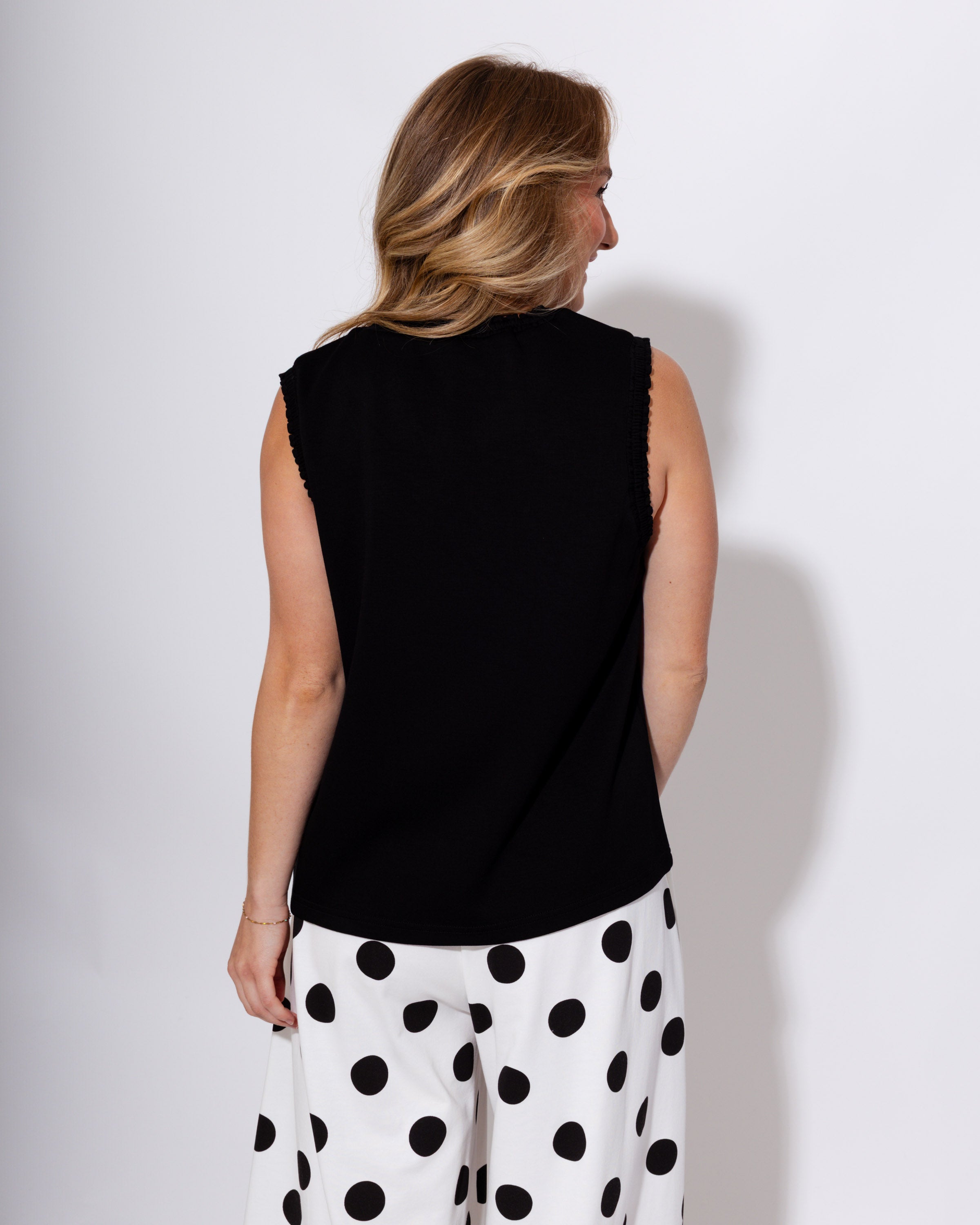 Smocked Edge Tank in Black