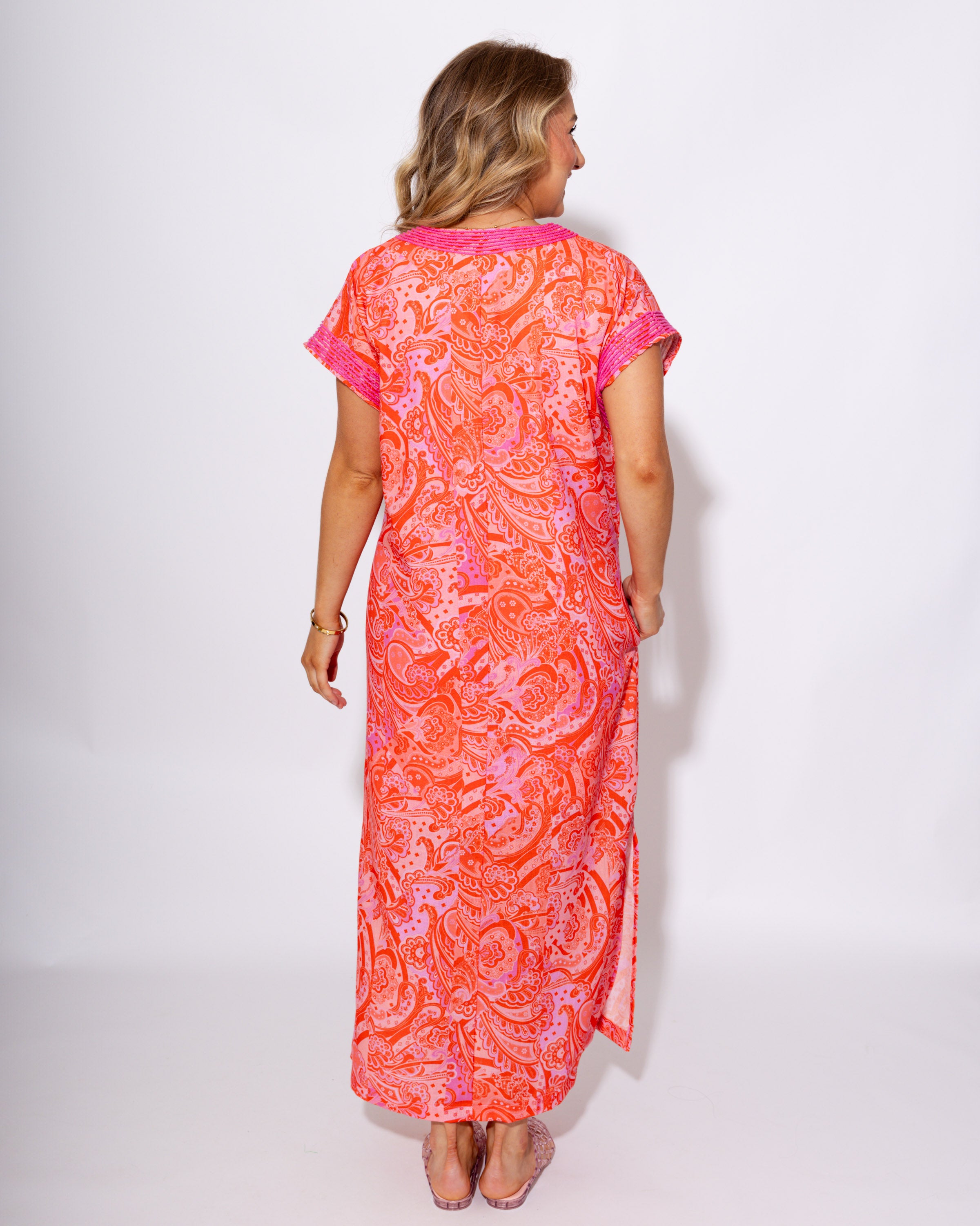 Paisley Patch Embroidery Midi Dress