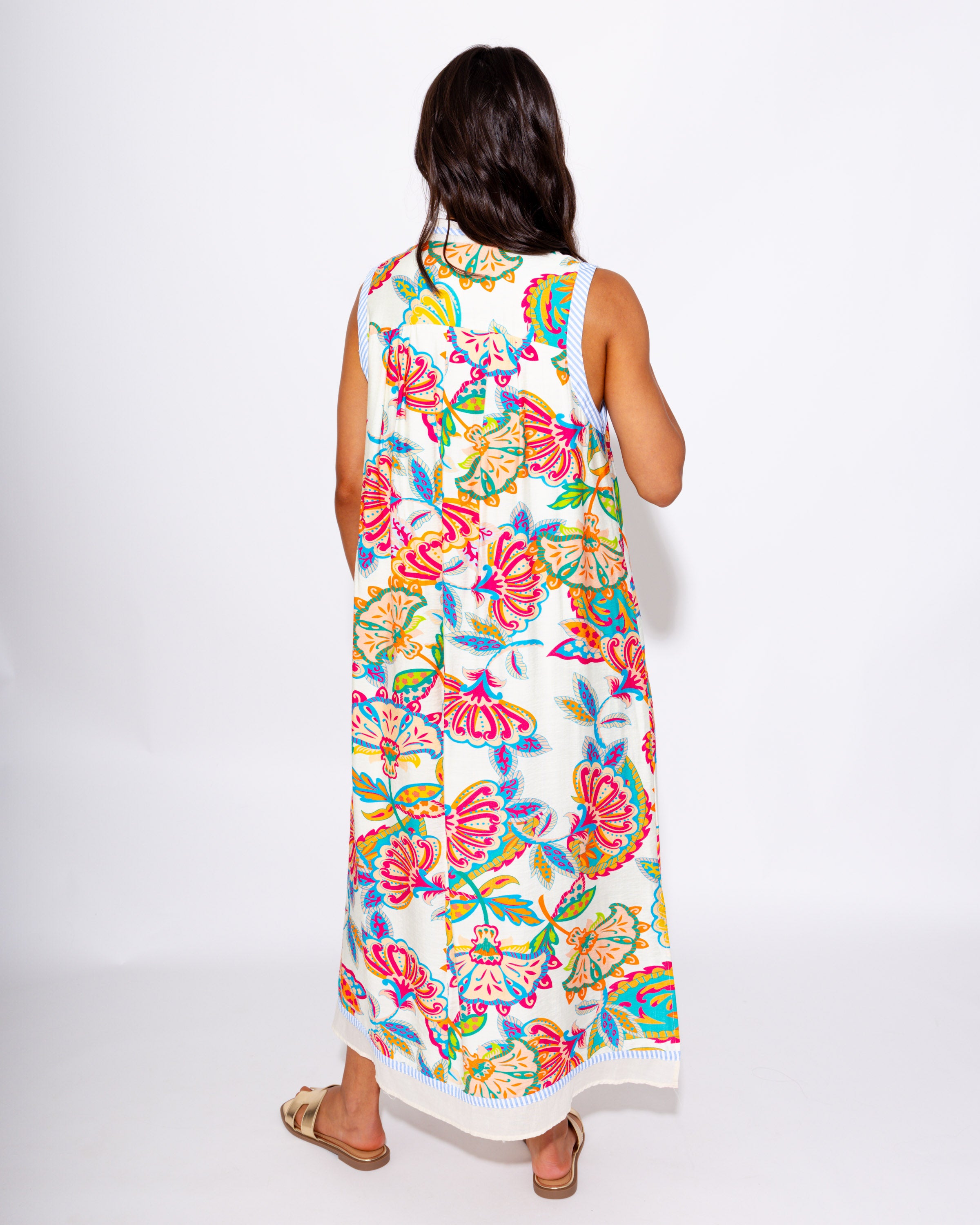 Paisley Floral Sleeveless Midi Dress