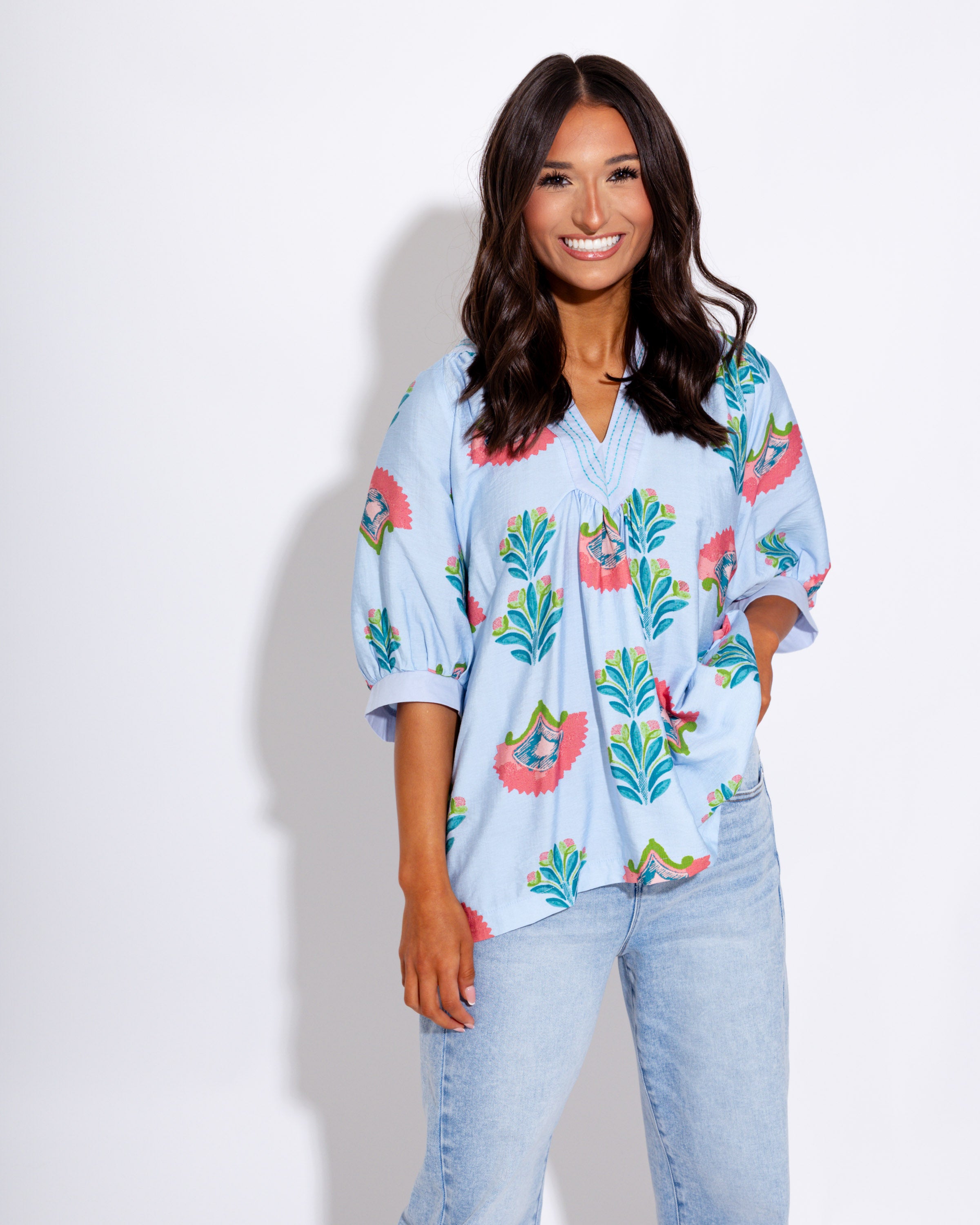 Easy Everyday Floral V-Neck Top