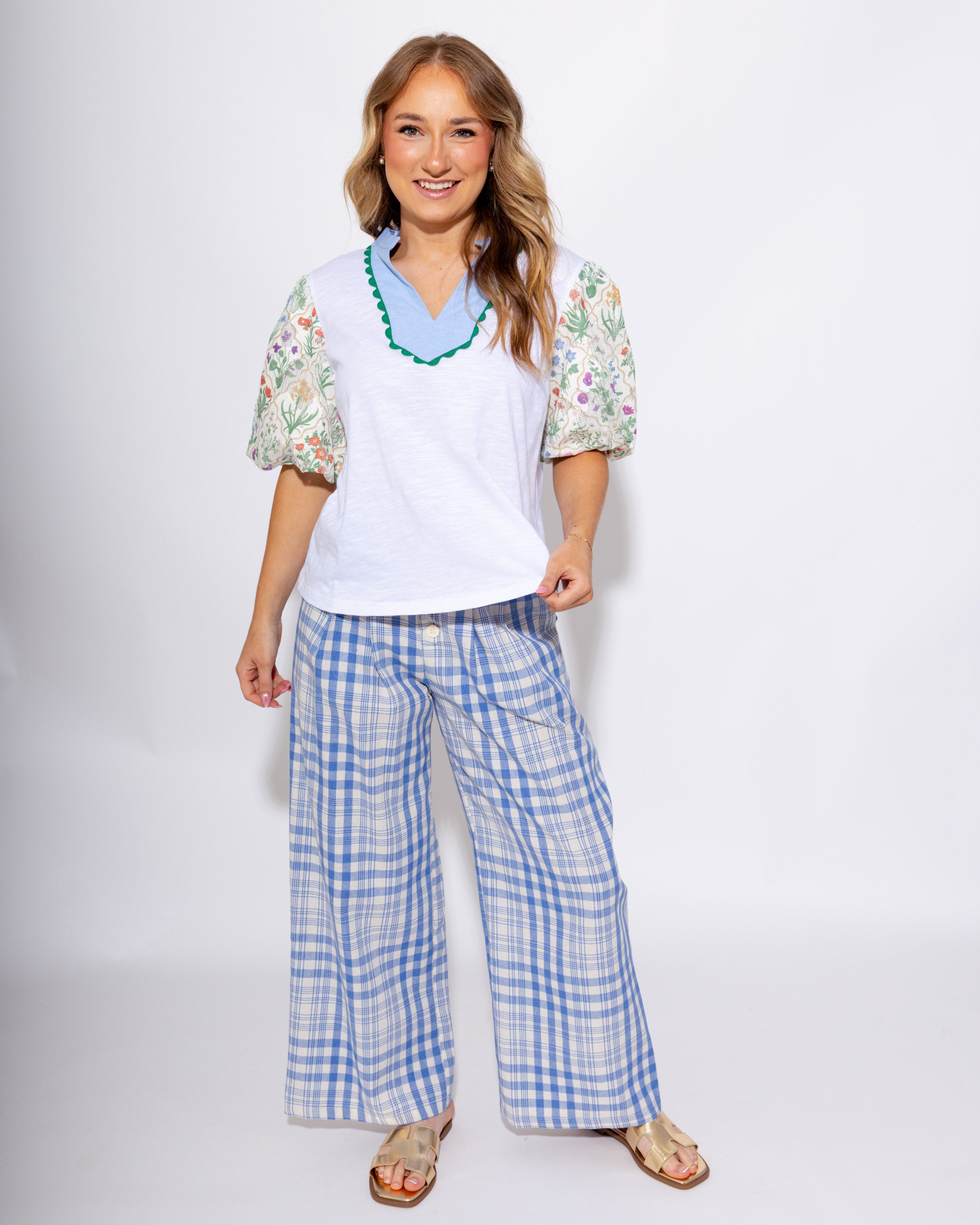 Plaid High Waist Straight Pleated Pants - Beulah Style - Gaudie & Co. Southeast Texas Boutique
