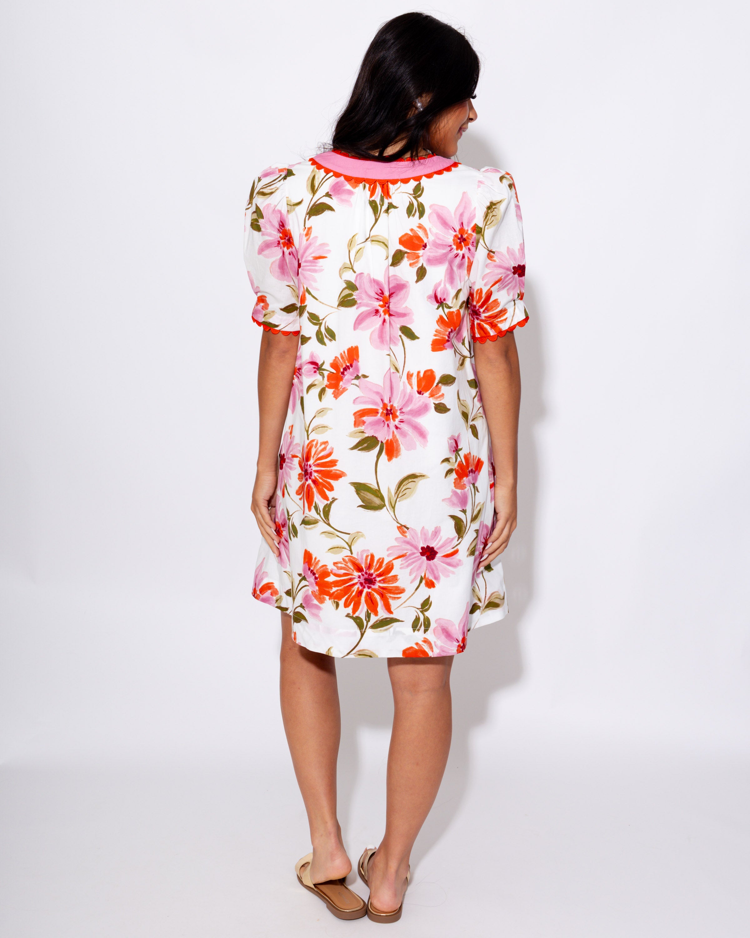 Floral Charm Scalloped Edge Mini Dress