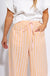 Peach Stripe Linen Drawstring Wide Leg Pants - GEEGEE - Gaudie & Co. Texas Boutique