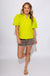Lime Bubble Sleeve Shirred V-Neck Blouse - Gaudie & Co. Texas Boutique