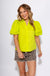 Lime Bubble Sleeve Shirred V-Neck Blouse - Gaudie & Co. Texas Boutique