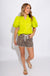 Lime Bubble Sleeve Shirred V-Neck Blouse - Gaudie & Co. Texas Boutique