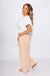 Peach Stripe Linen Drawstring Wide Leg Pants - GEEGEE - Gaudie & Co. Texas Boutique