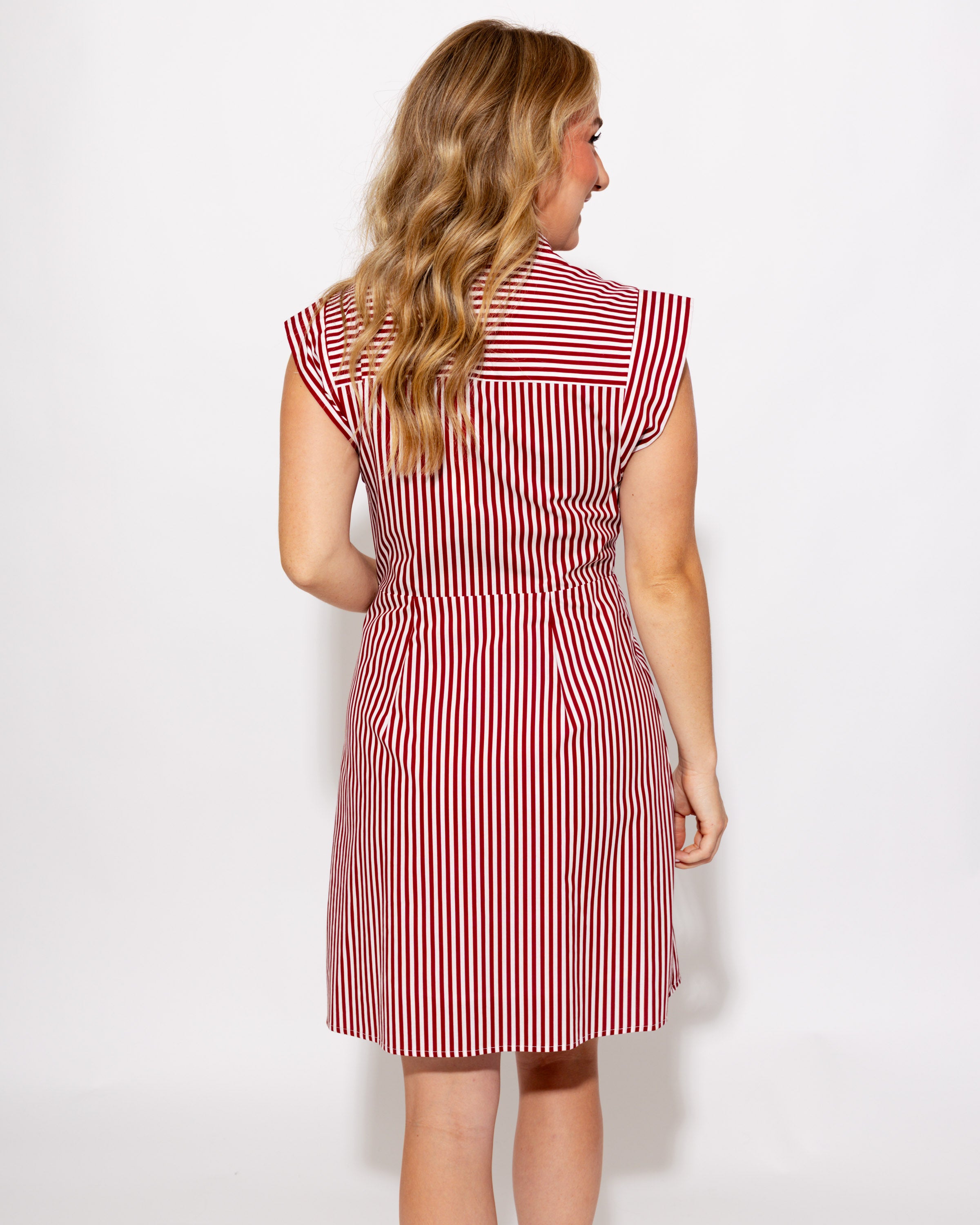 Stripe Cap Sleeve Button Down Mini