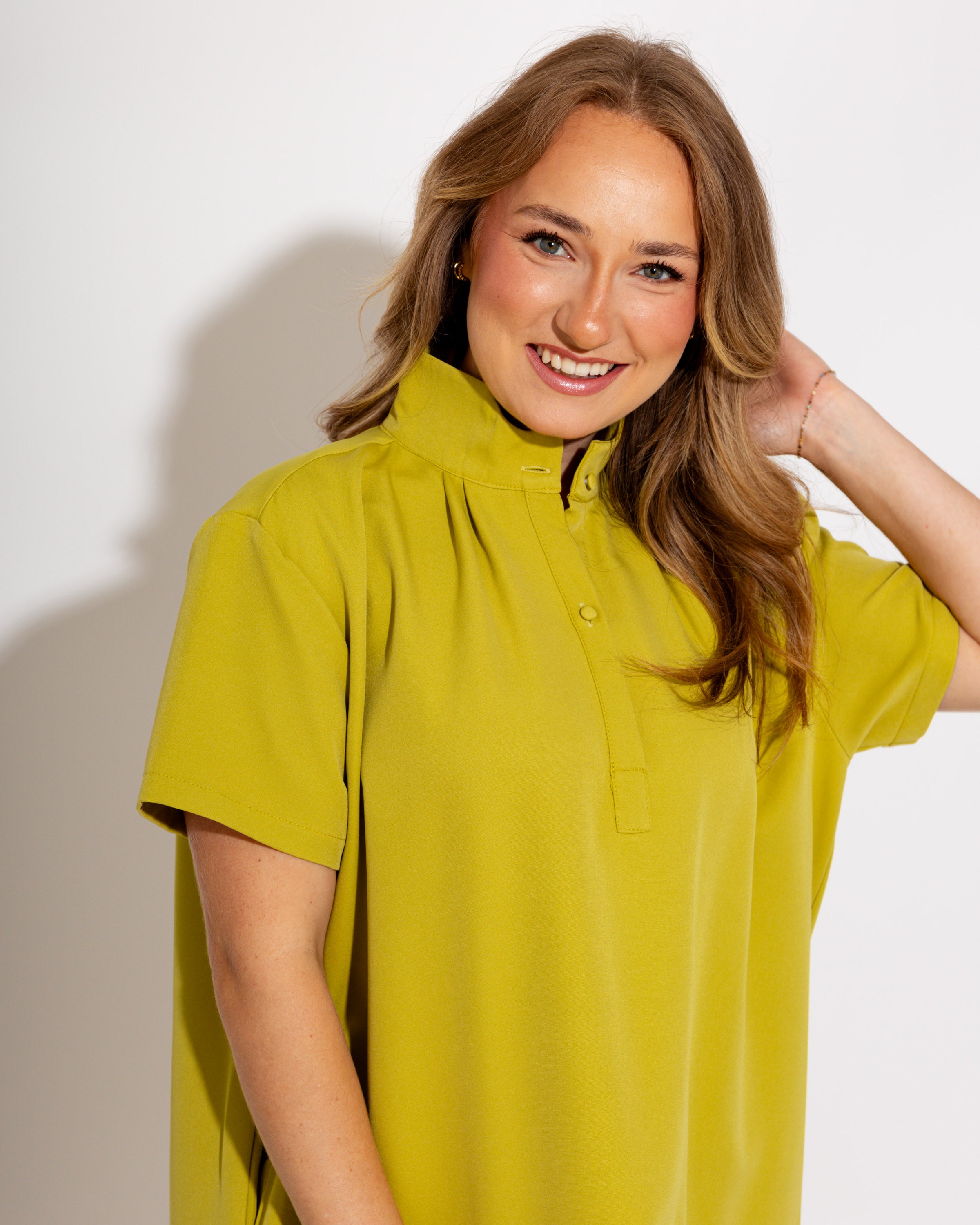 Elevated White Shift Dress in Lime