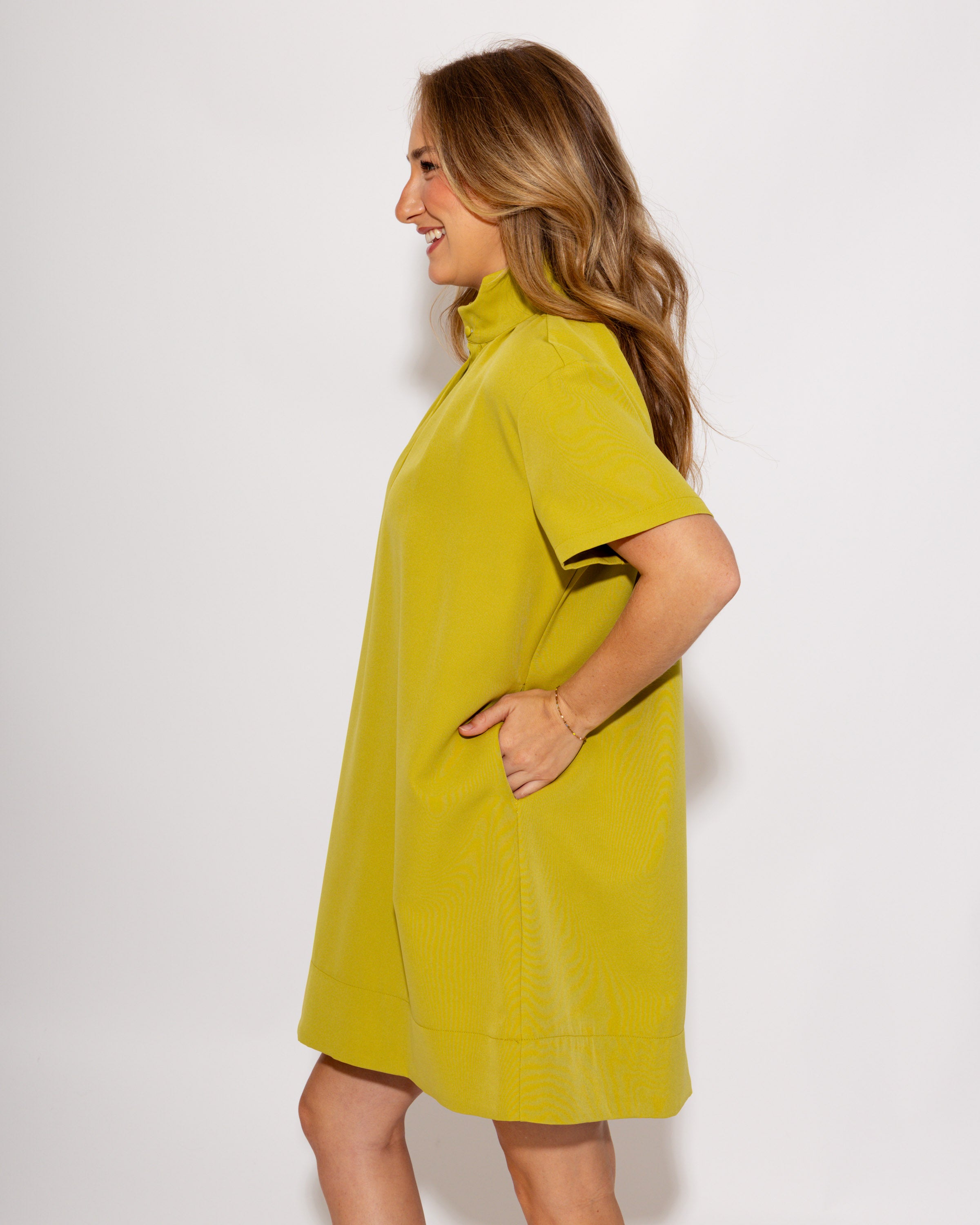 Elevated White Shift Dress in Lime