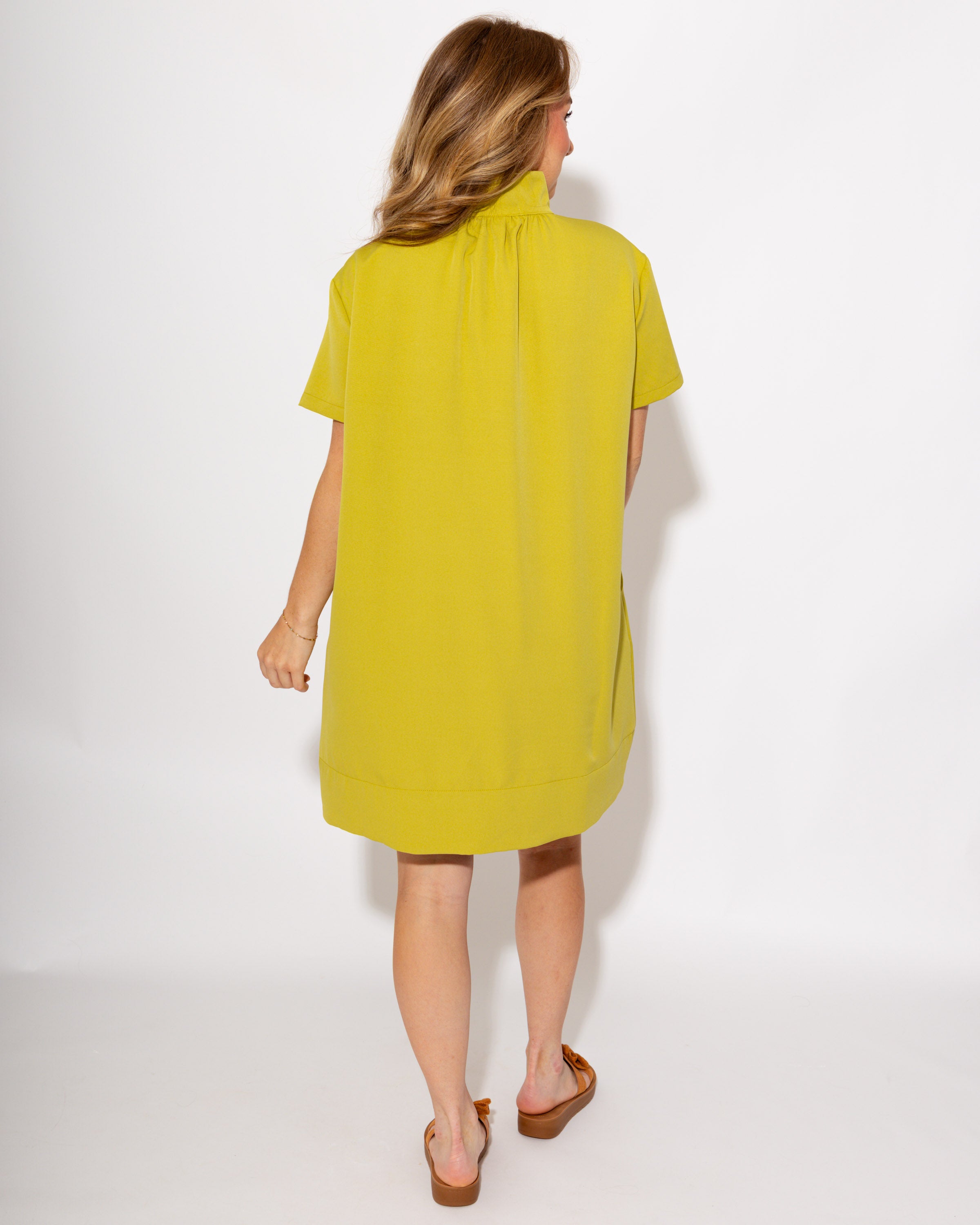 Elevated White Shift Dress in Lime