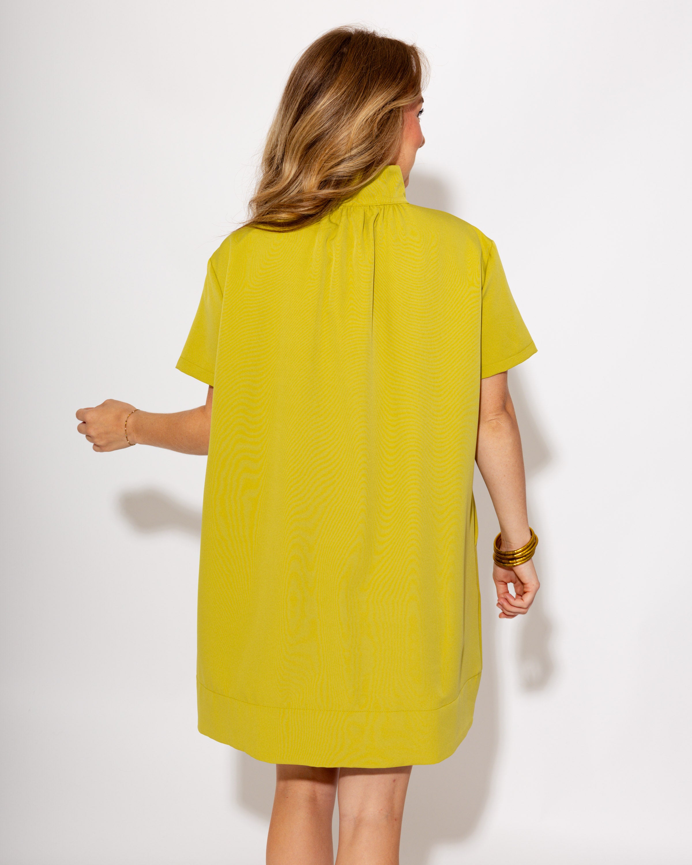 Elevated White Shift Dress in Lime