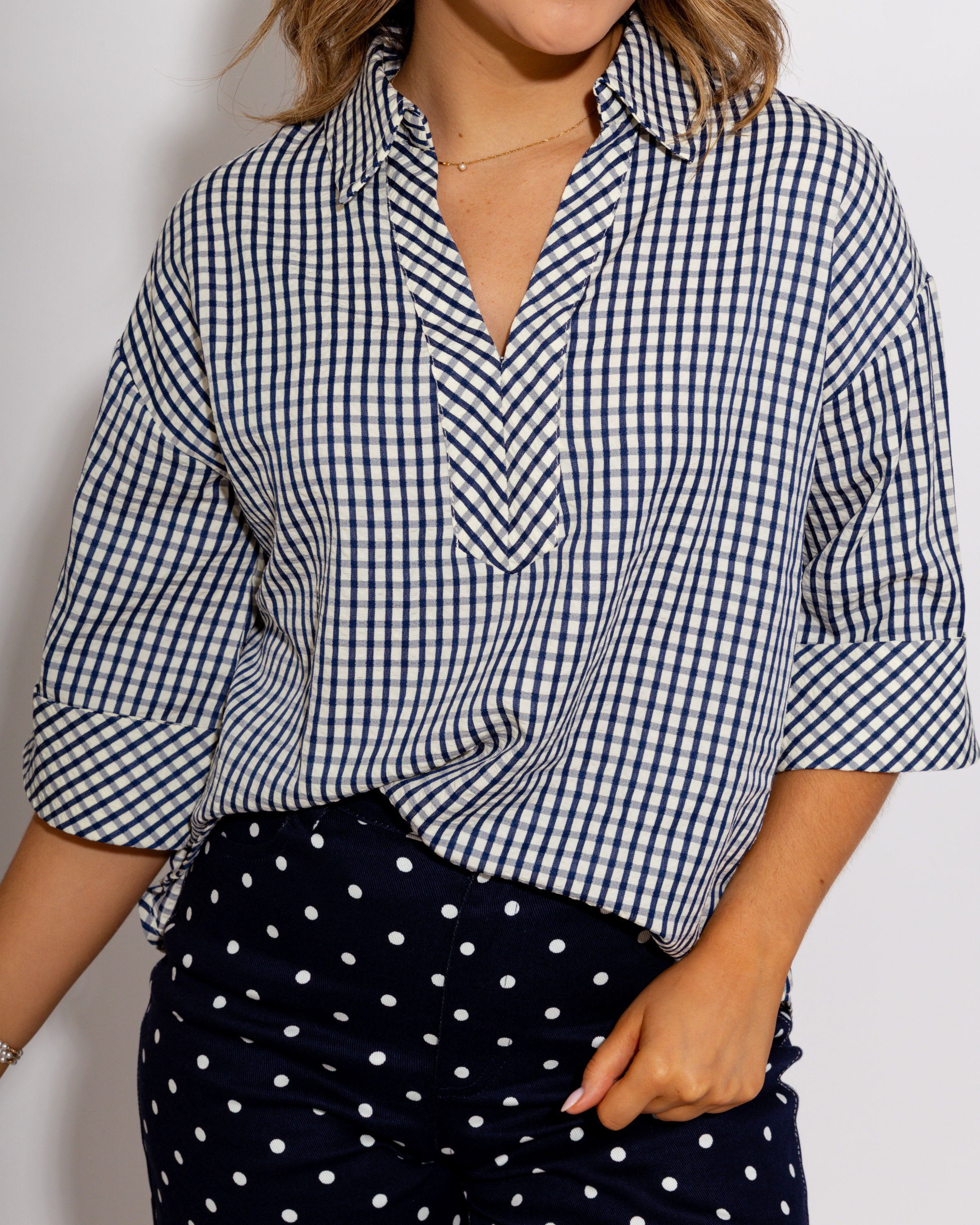 The Timeless Check Top in Navy