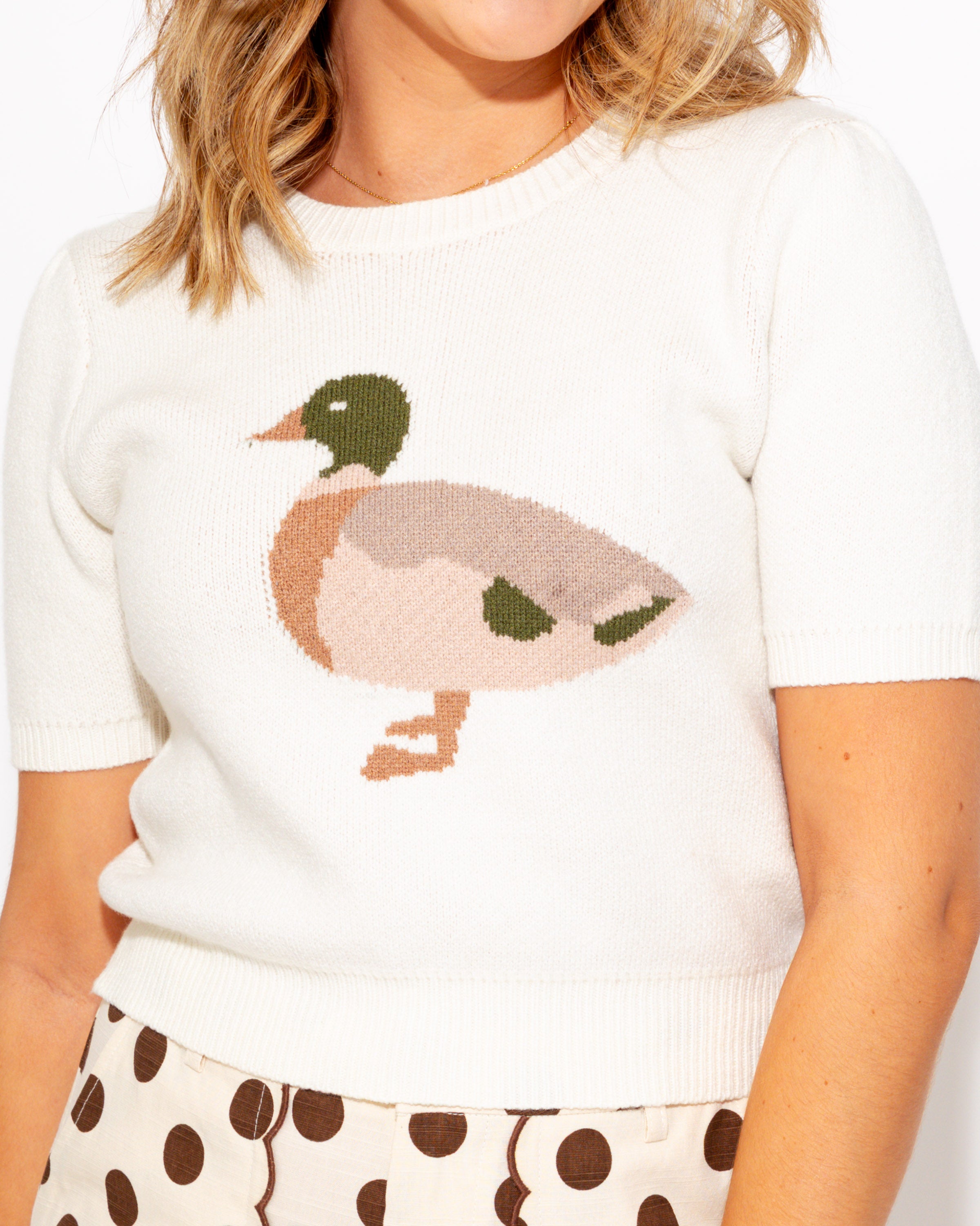 Duck Graphic Cropped Sweater