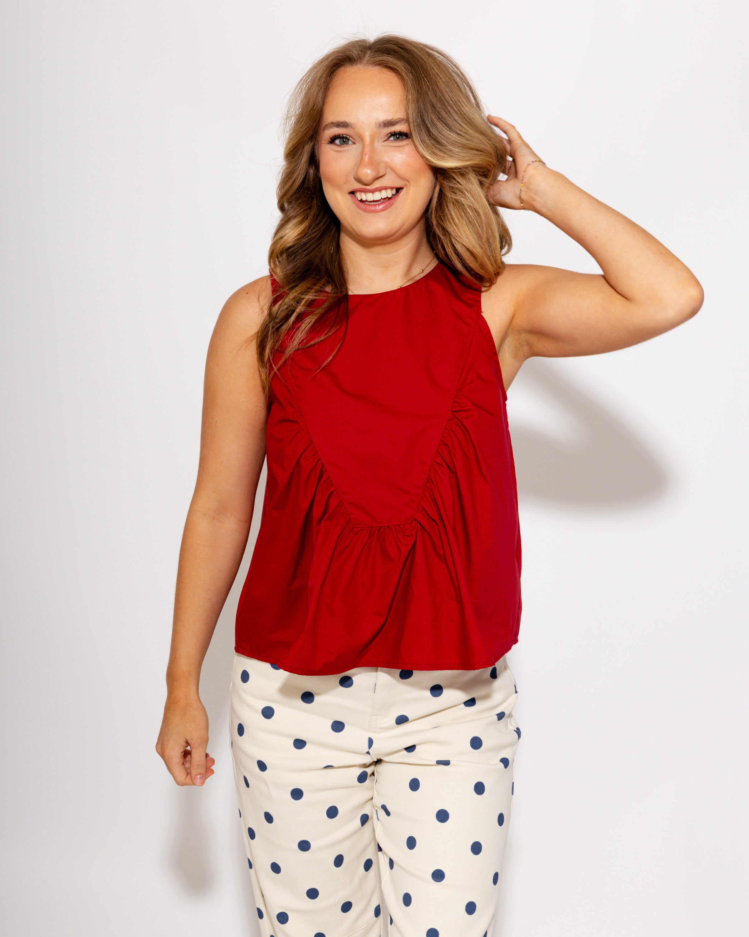 Ready to Rally Ruffle Top in Garnet