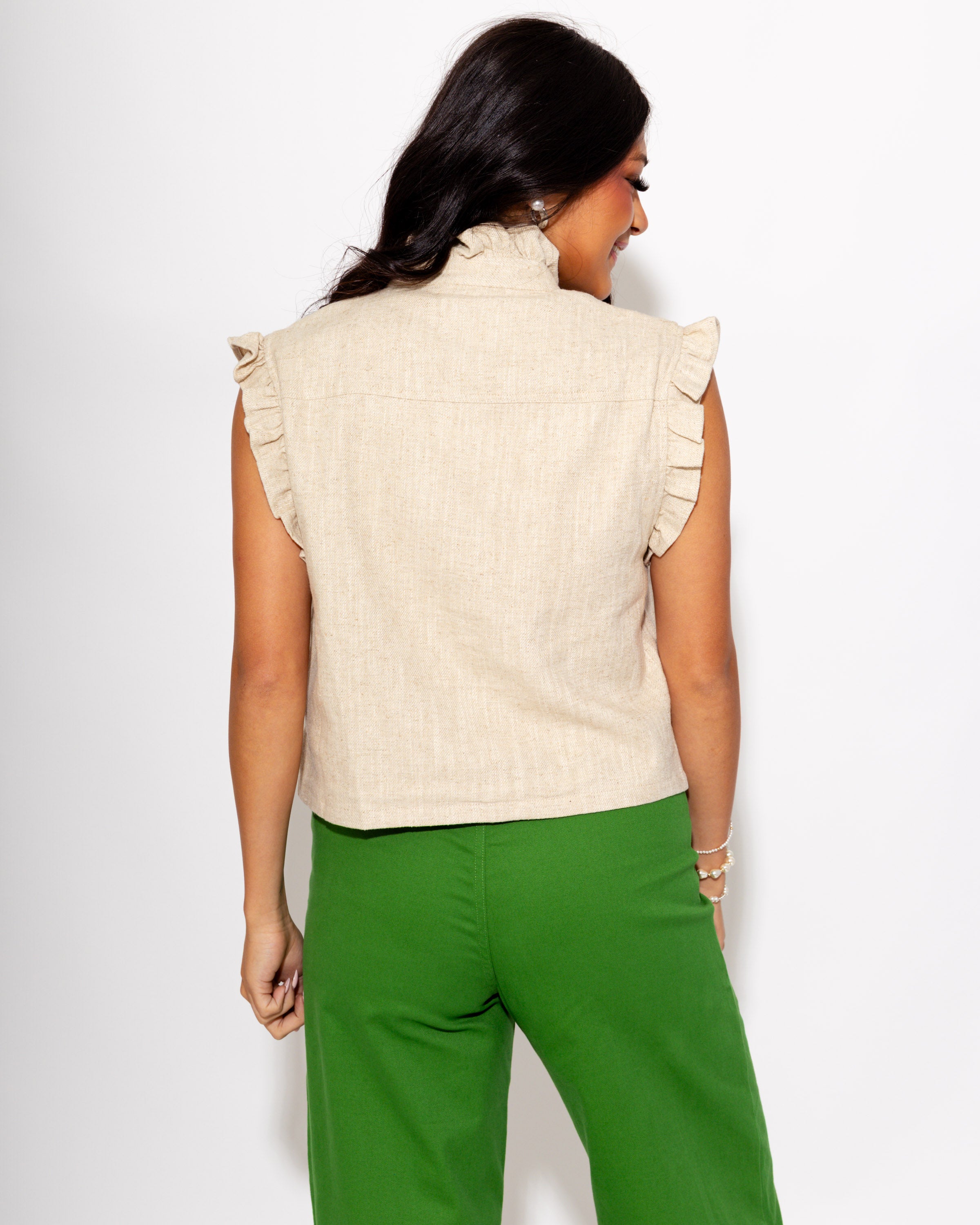 Ruffle Shoulder Vest Top
