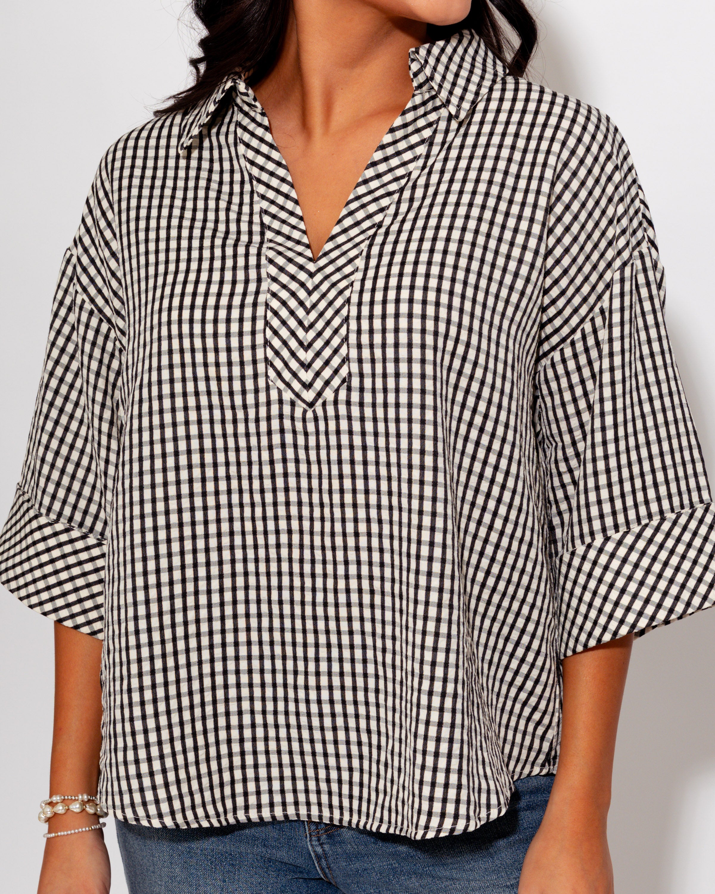 The Timeless Check Top in Black