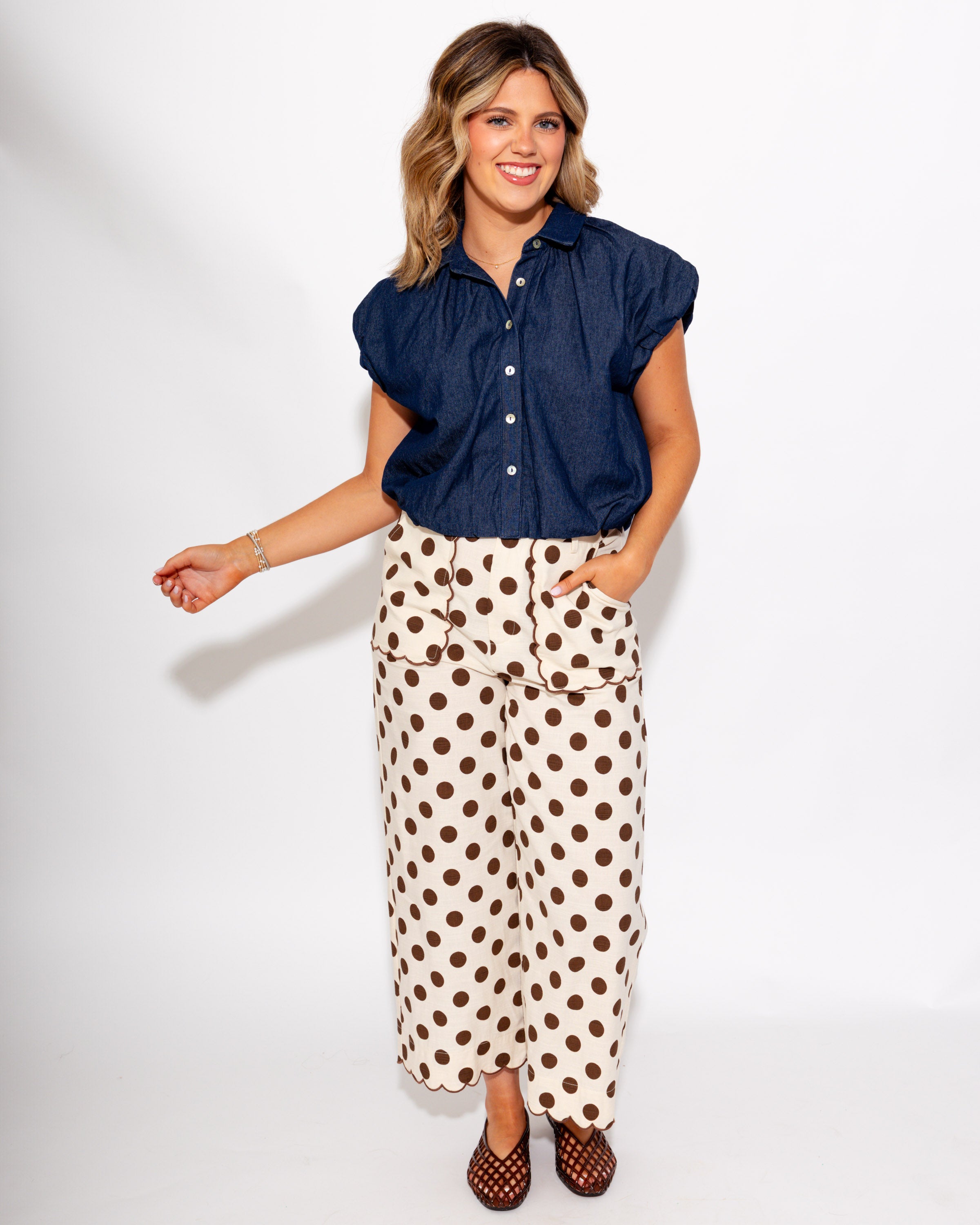 Pleated Bubble Hem Top