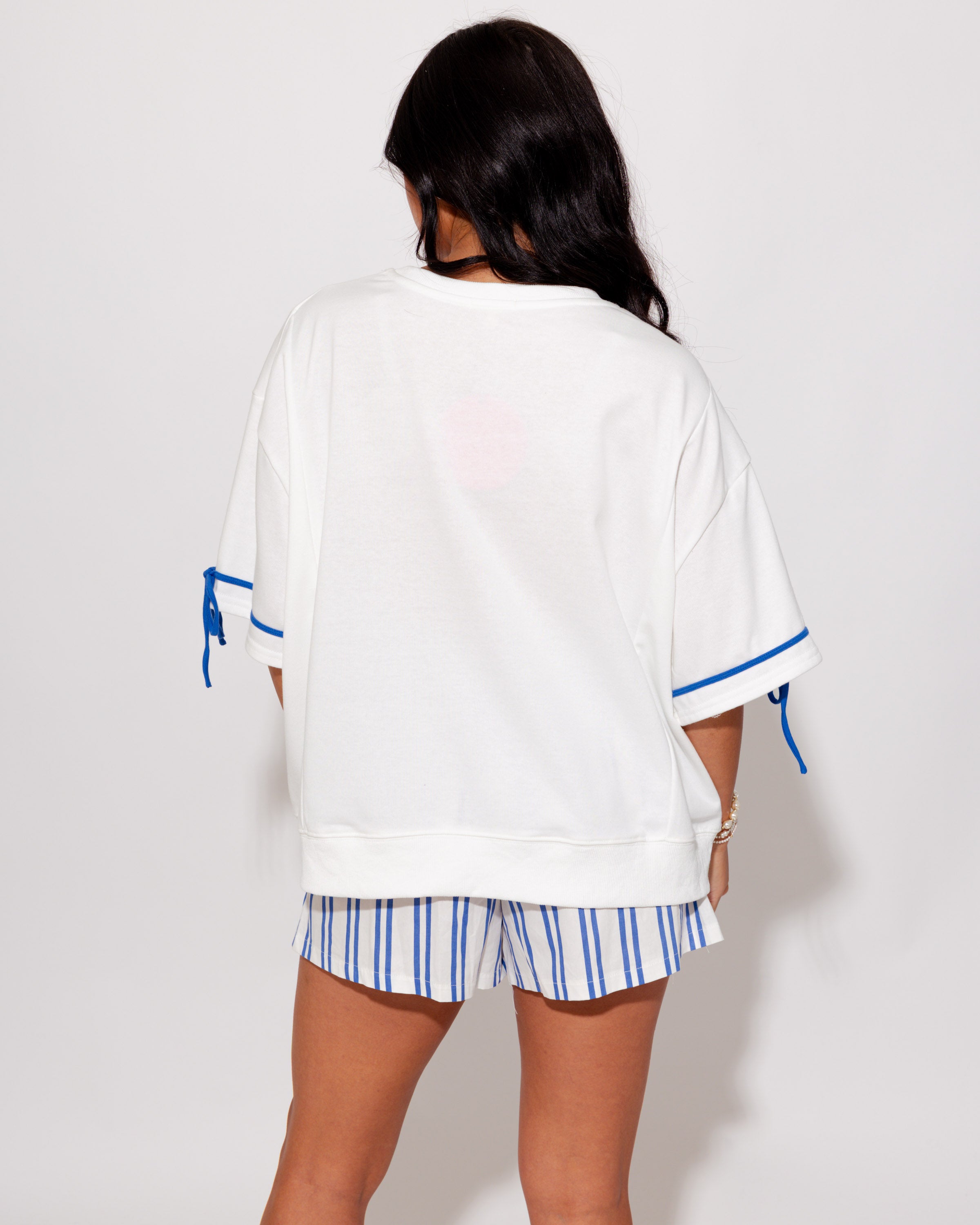 Game Day Patchwork Boxy Tee in Blue
