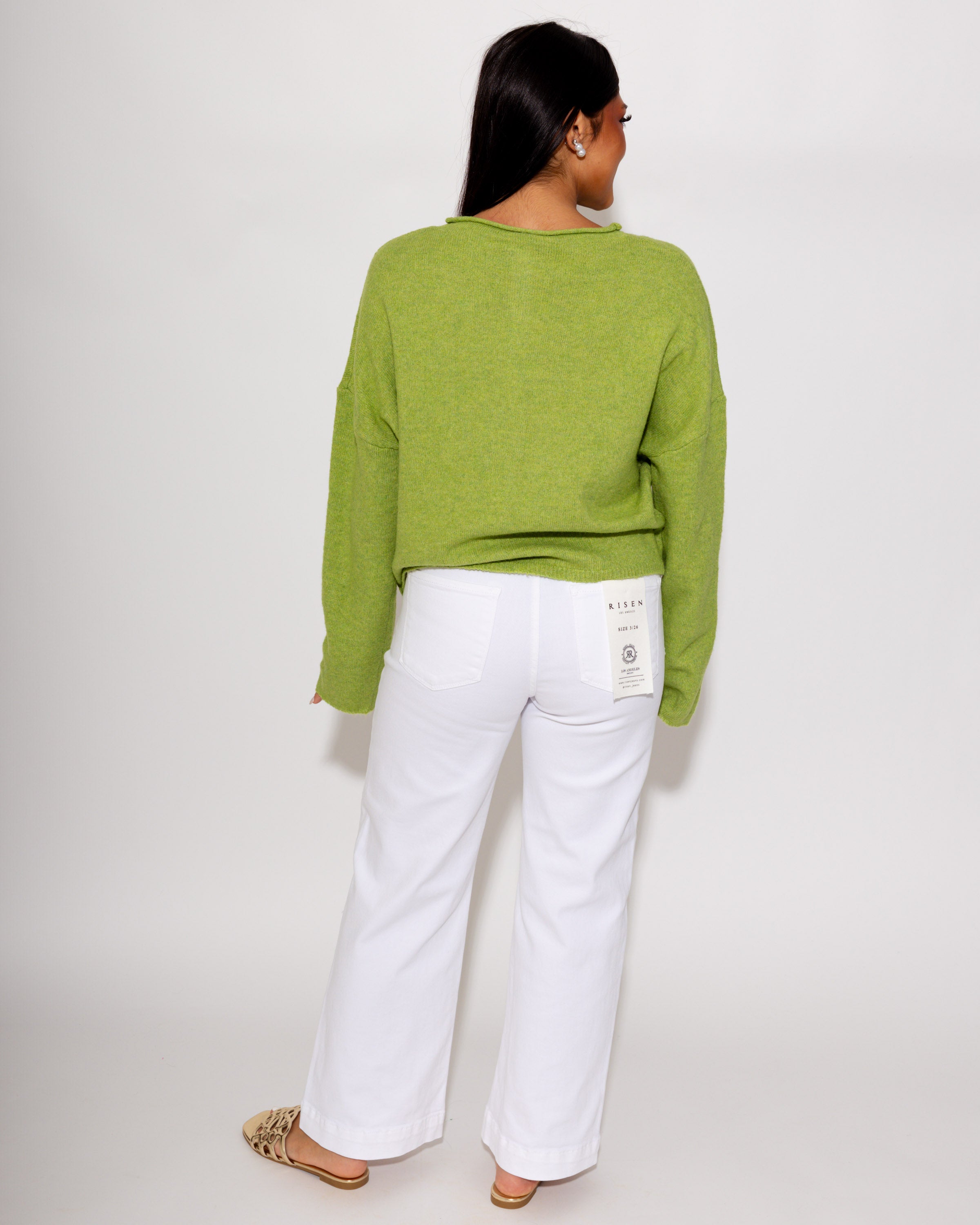 Classic Button Up Cardigan in Avocado
