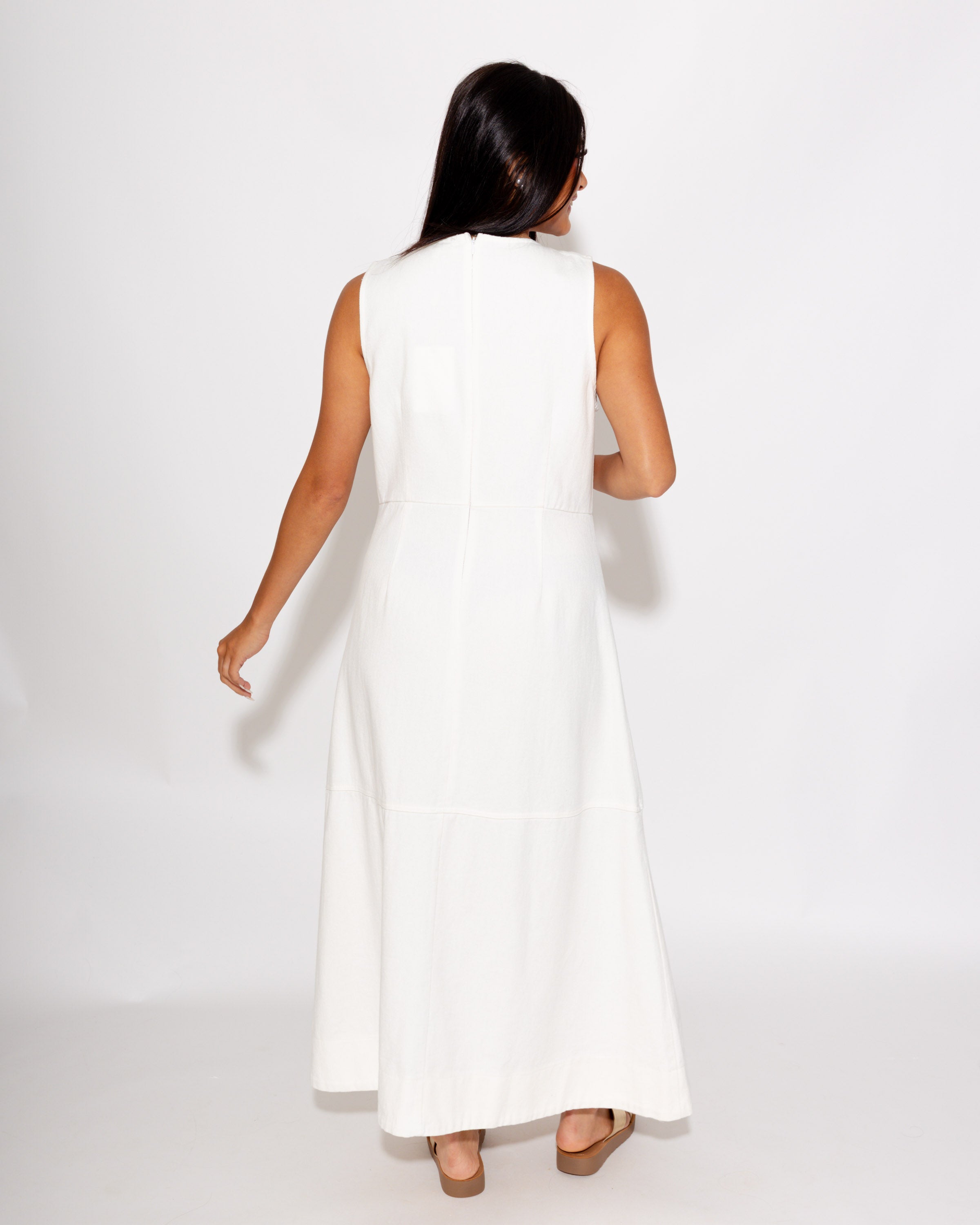 Polished Sleeveless Horsebit Midi Dress