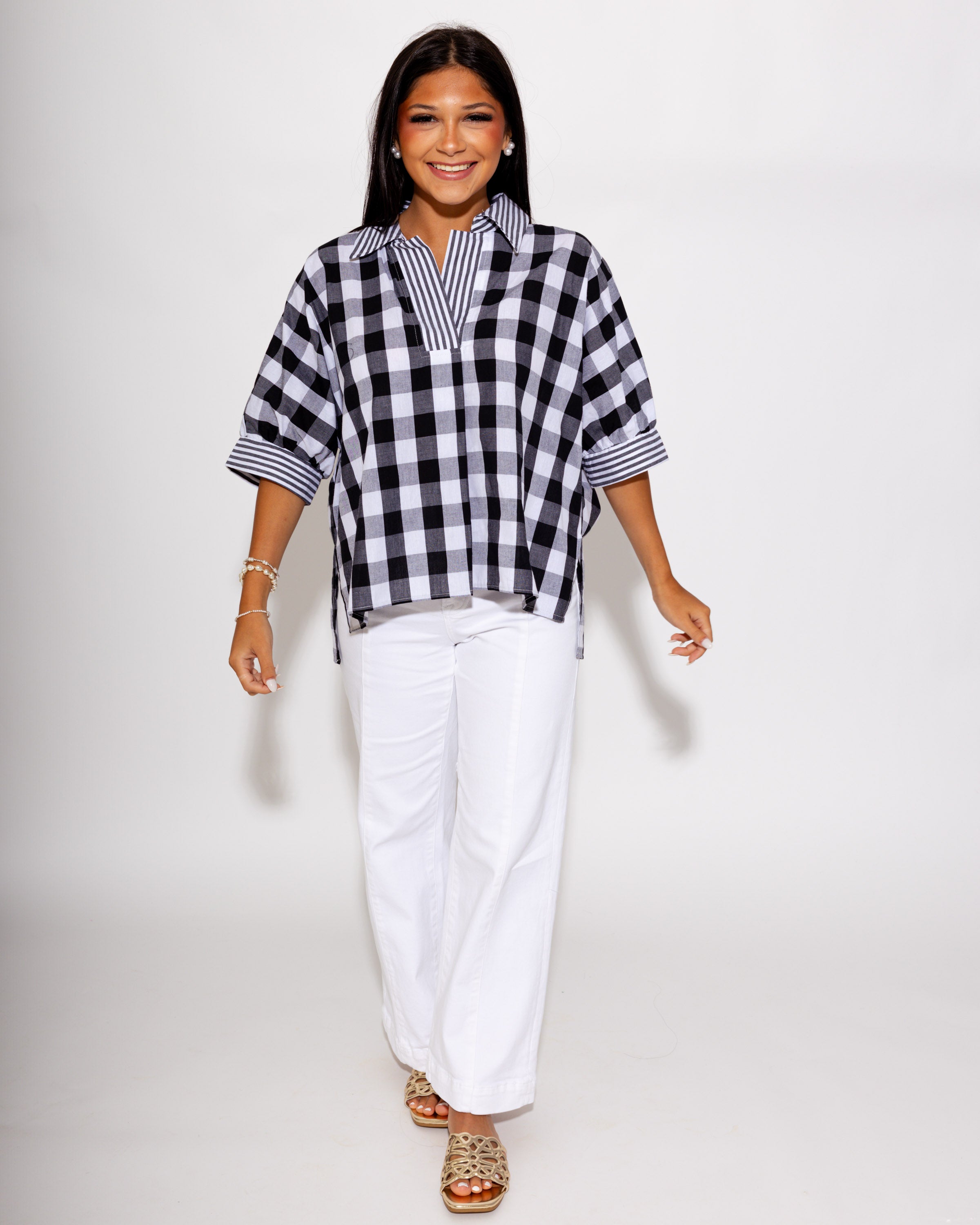 Classic Gingham Collared Top