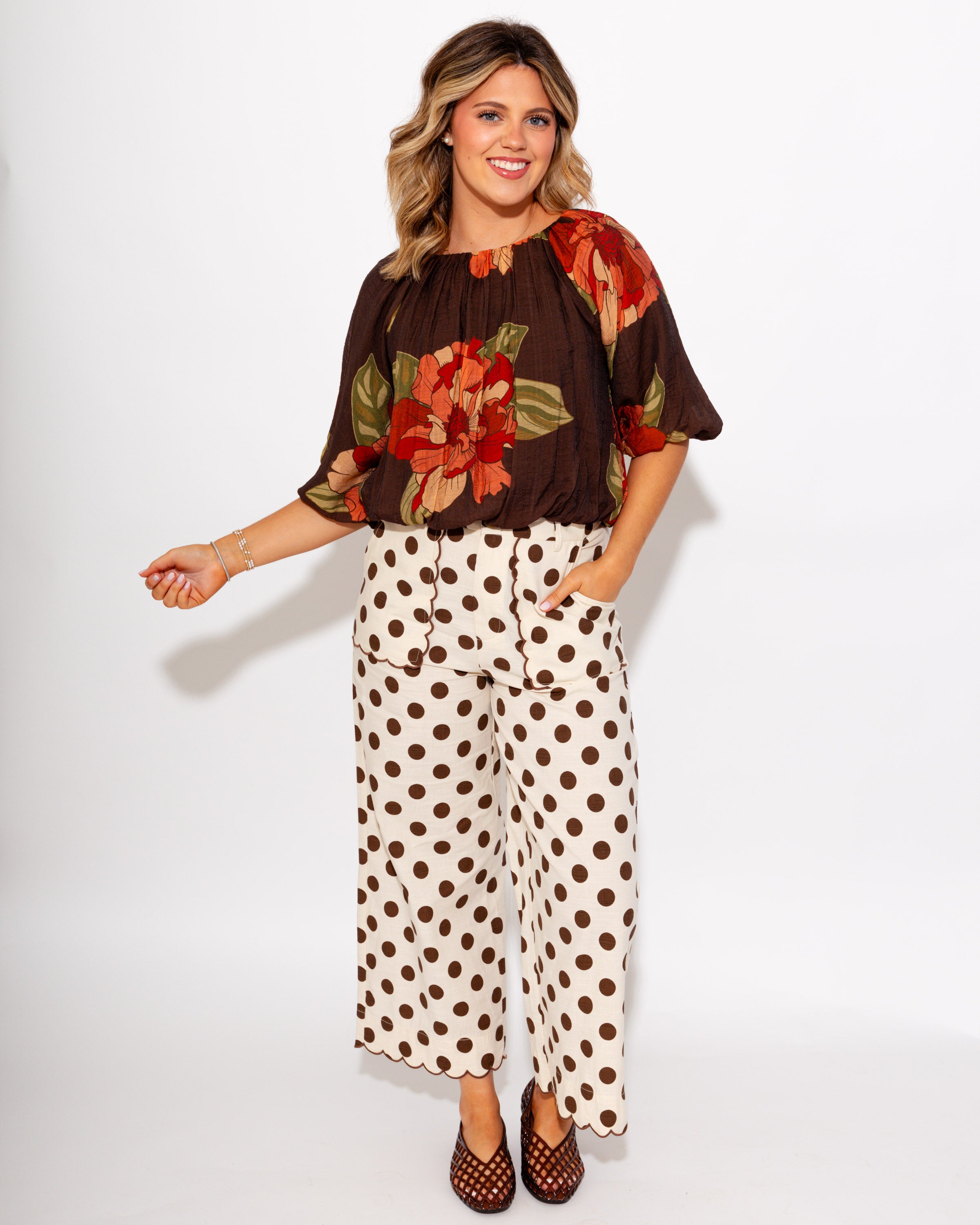 Peach Bloom Bubble Hem Top