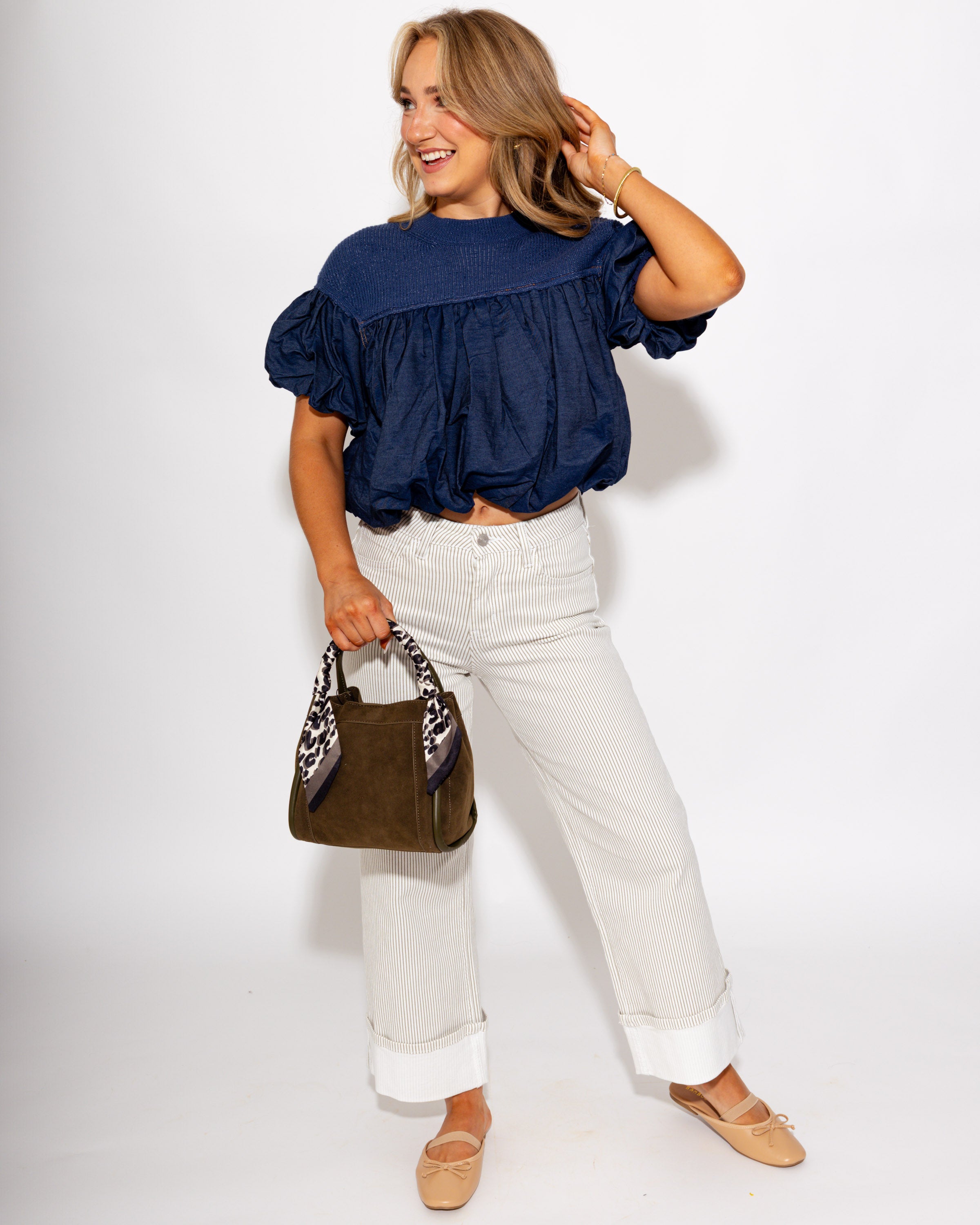 Yoke Bubble Sleeve Top