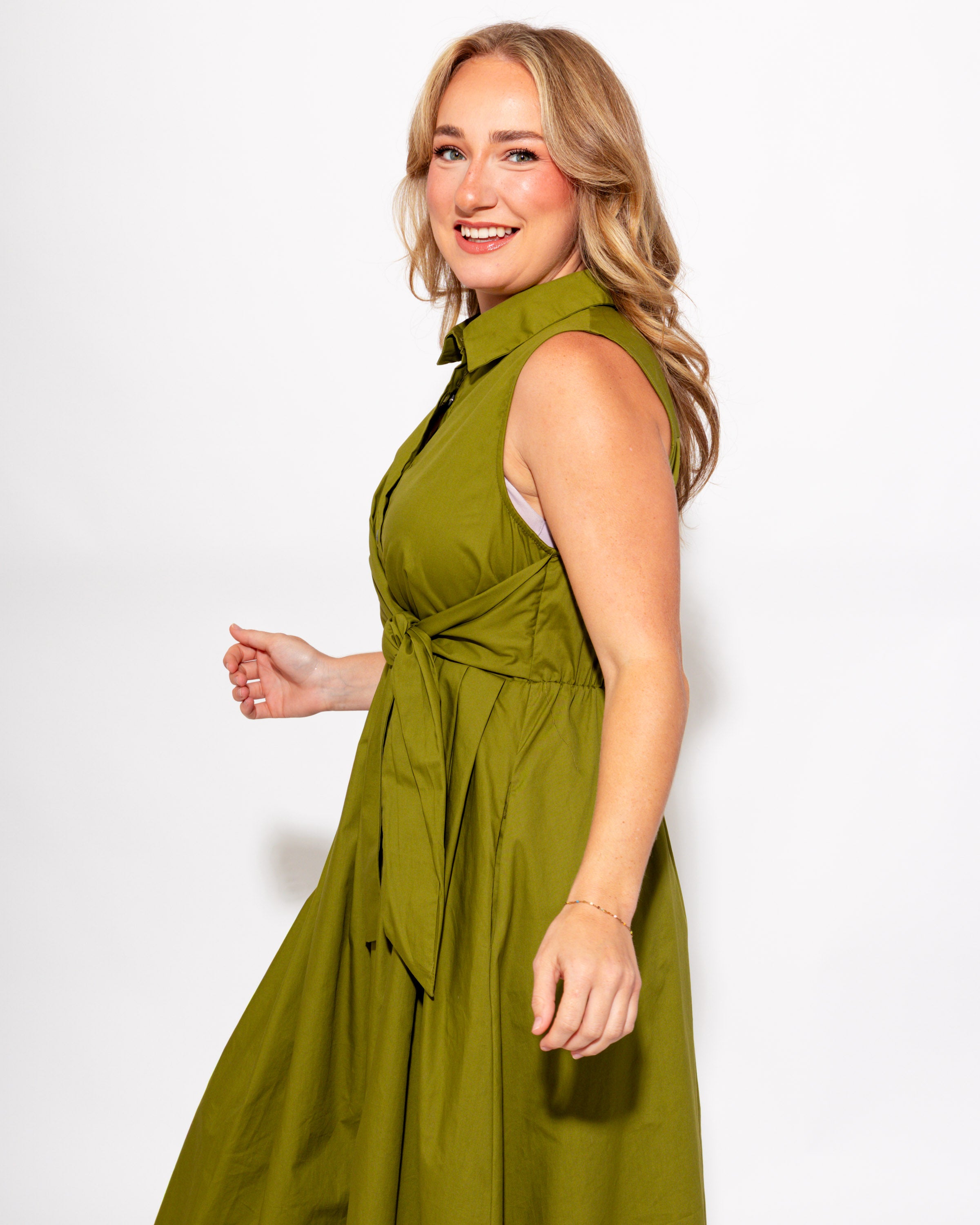 Classic Tie Waist Midi Dress