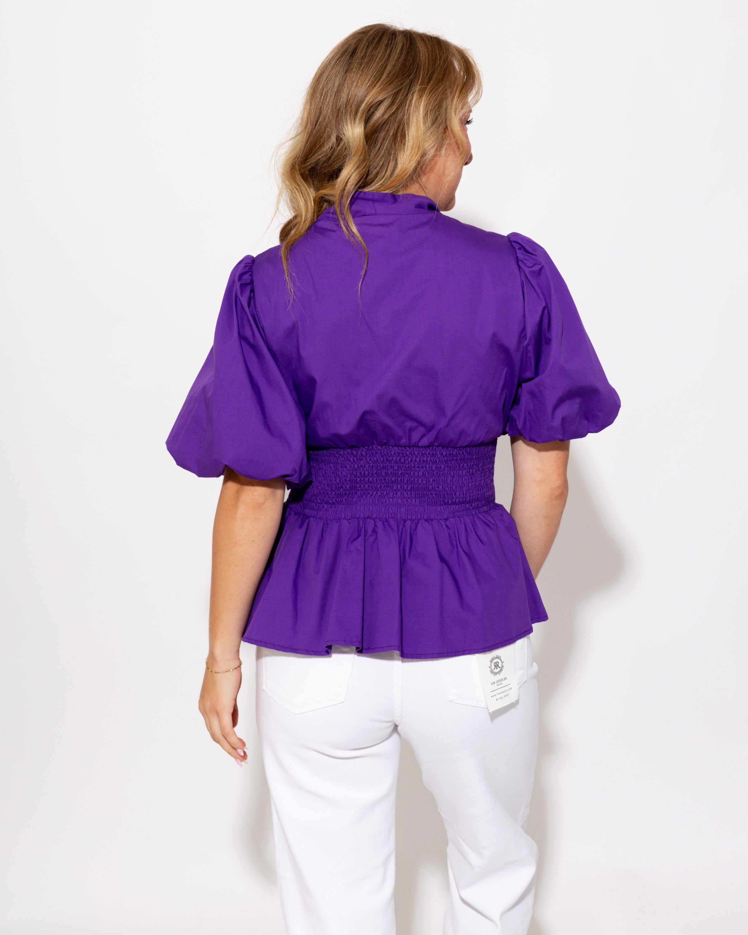 Front Zip Puff Sleeve Top