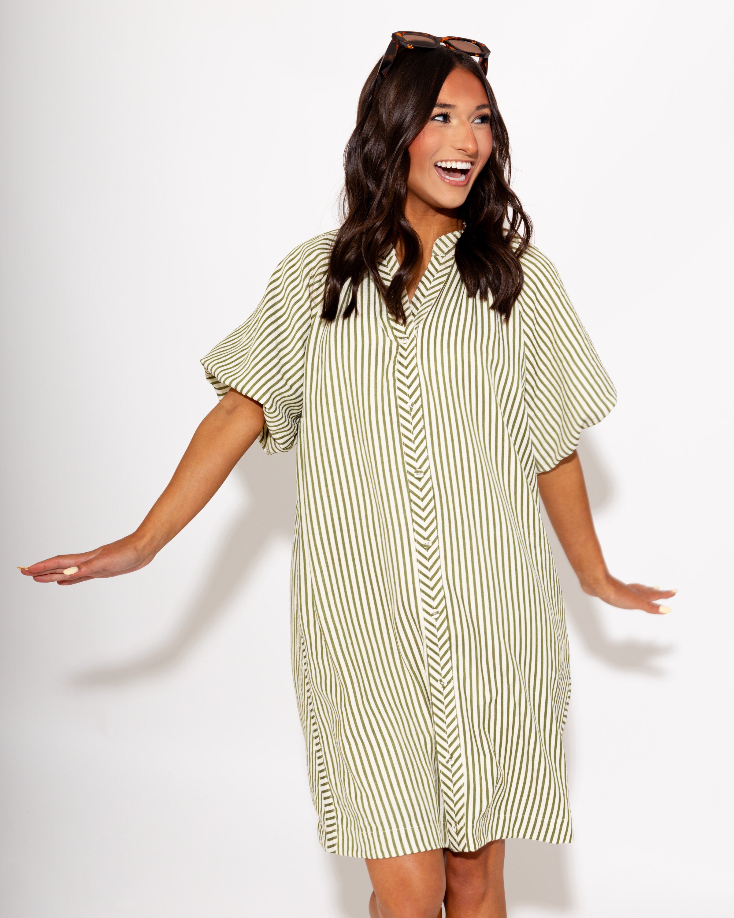 Vertical Stripe Shift Dress