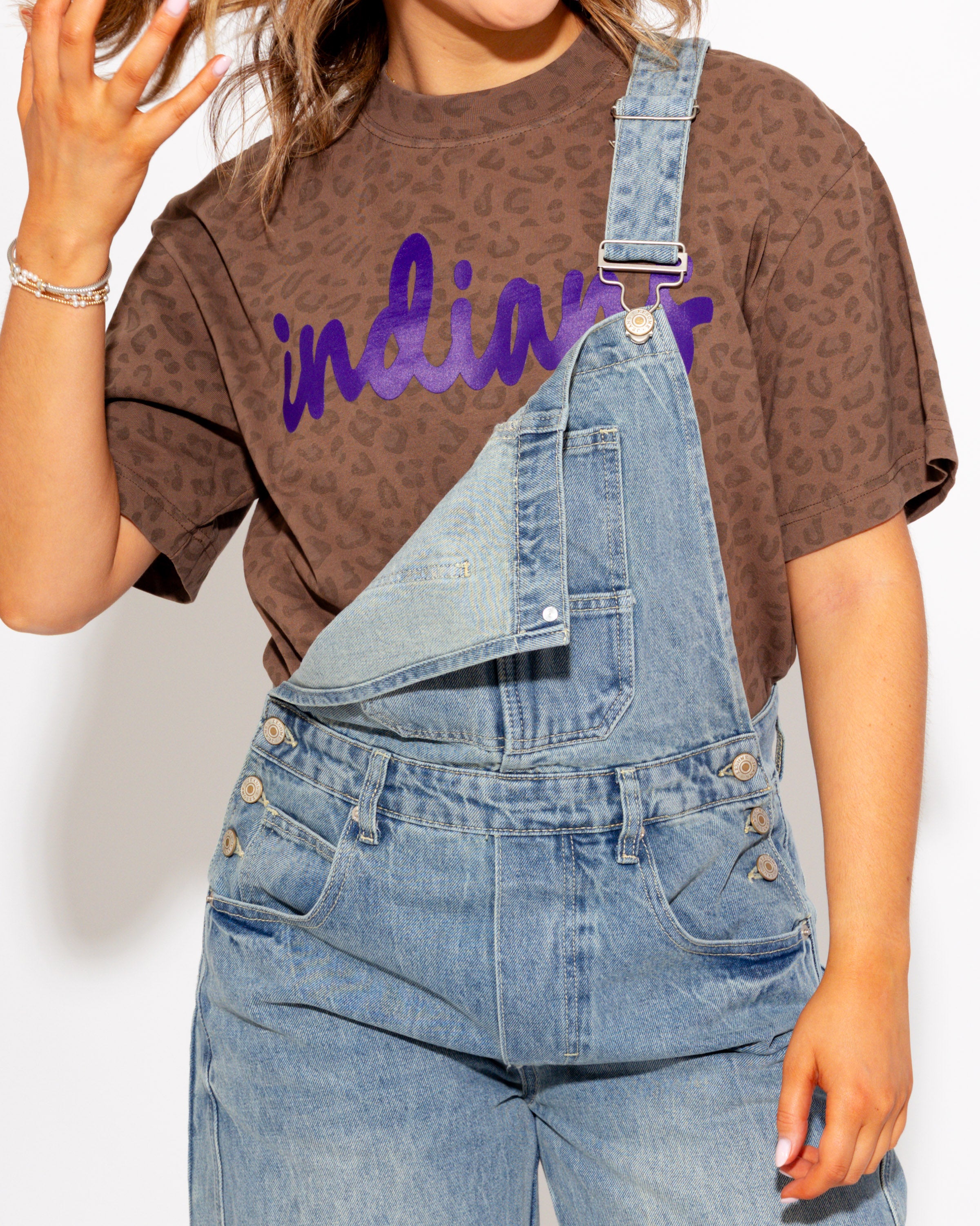 "Indians" Leopard Oversized Box Tee
