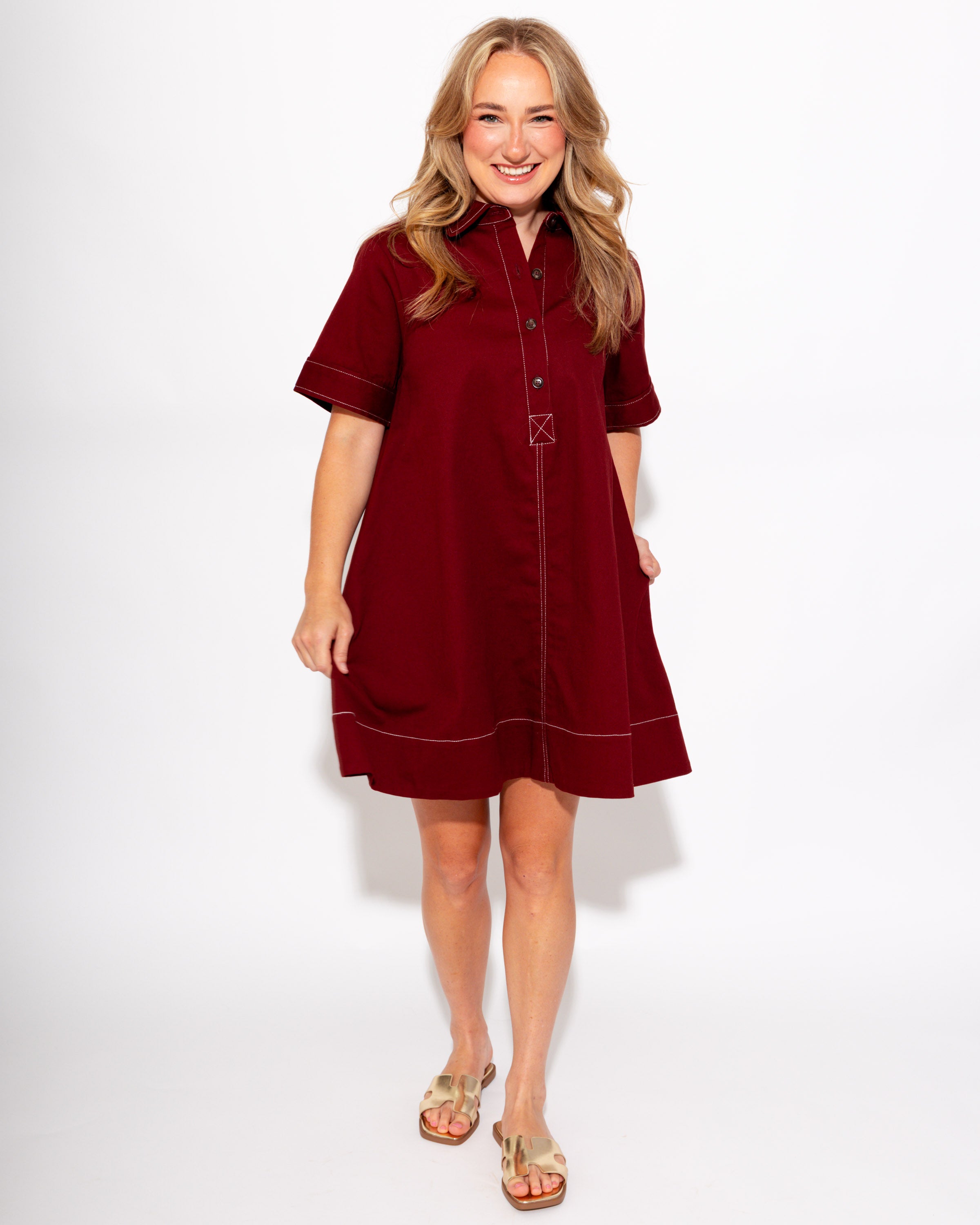 Exposed Stitch Mini Dress