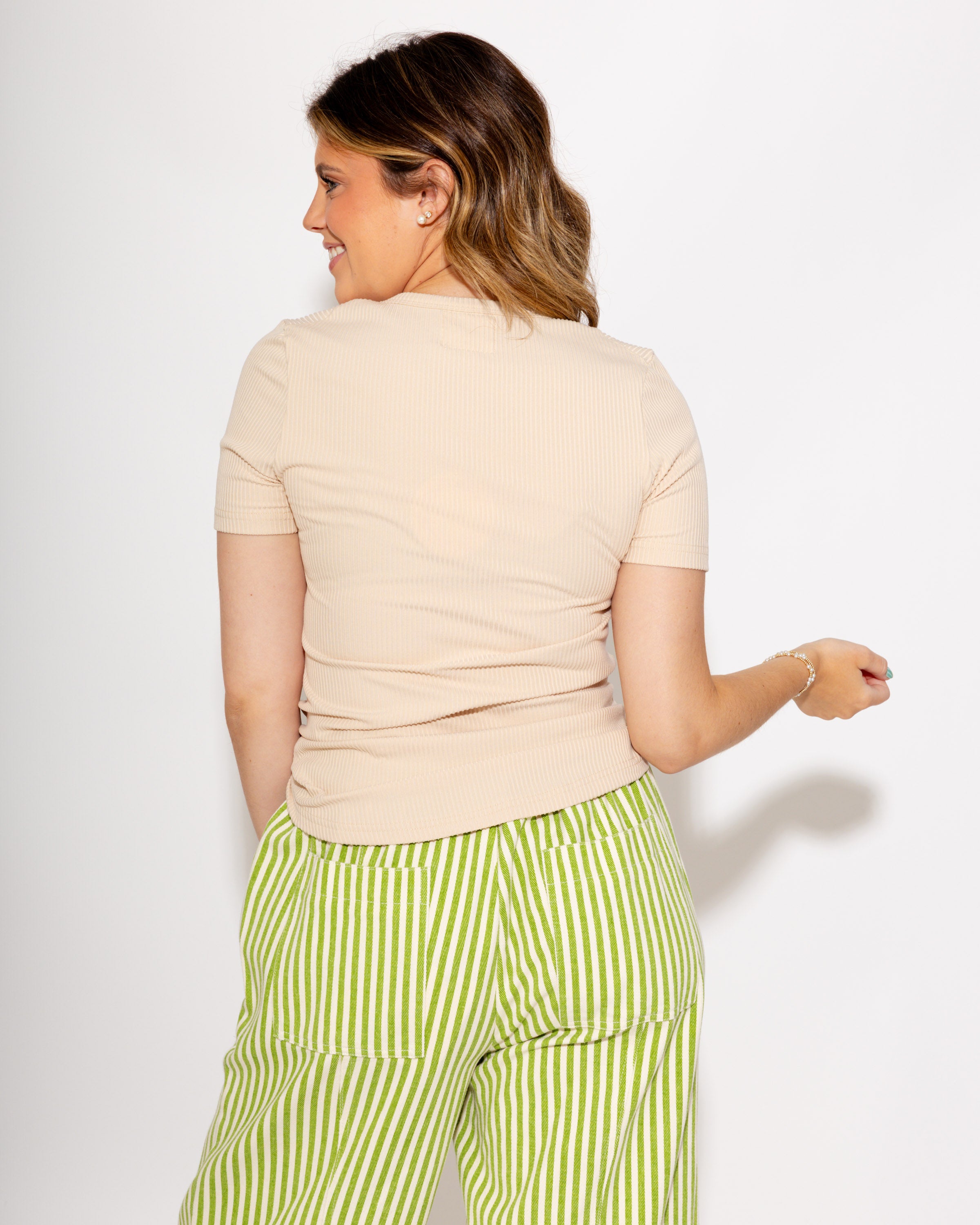 Brushed Rib Tee in Natural