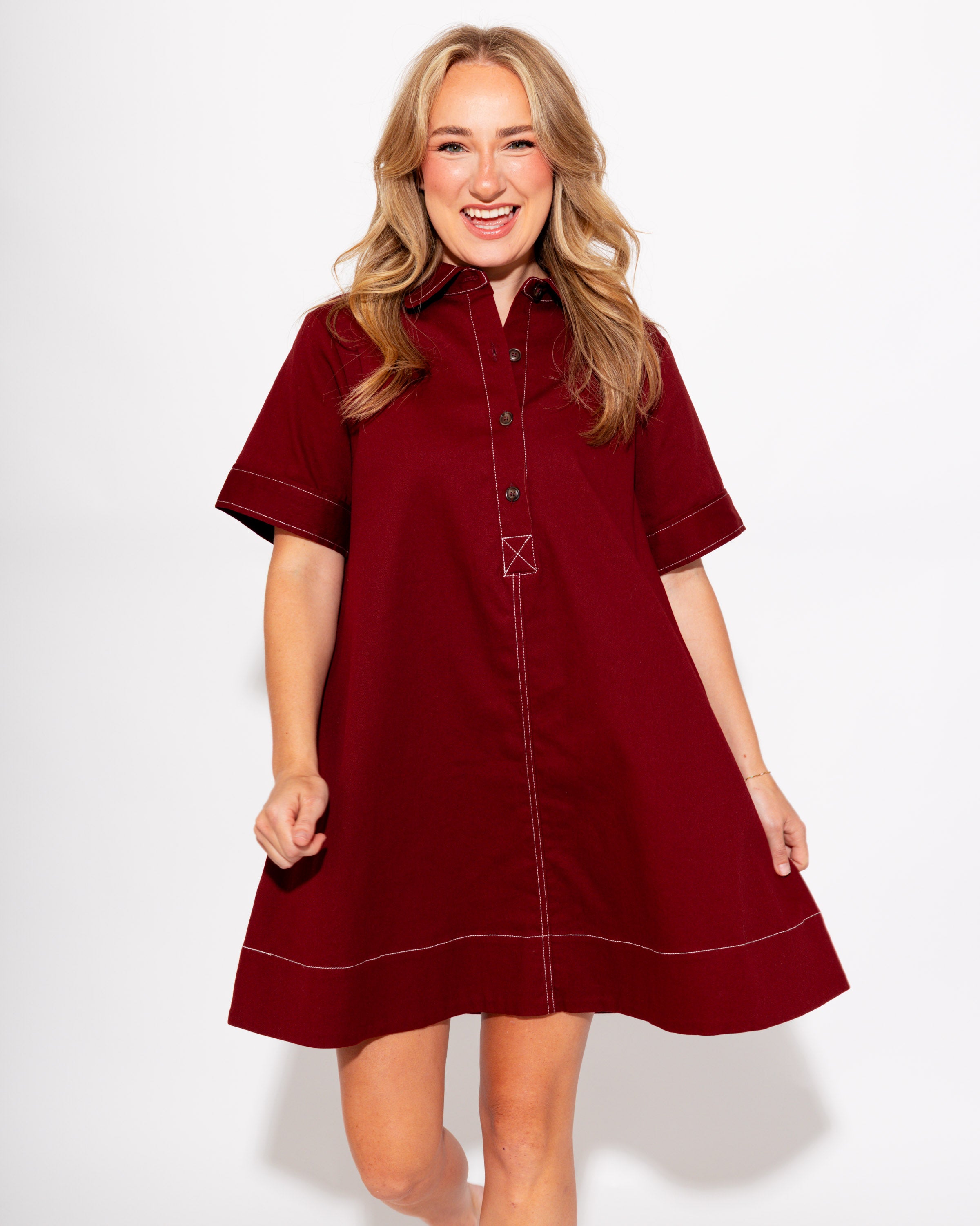 Exposed Stitch Mini Dress
