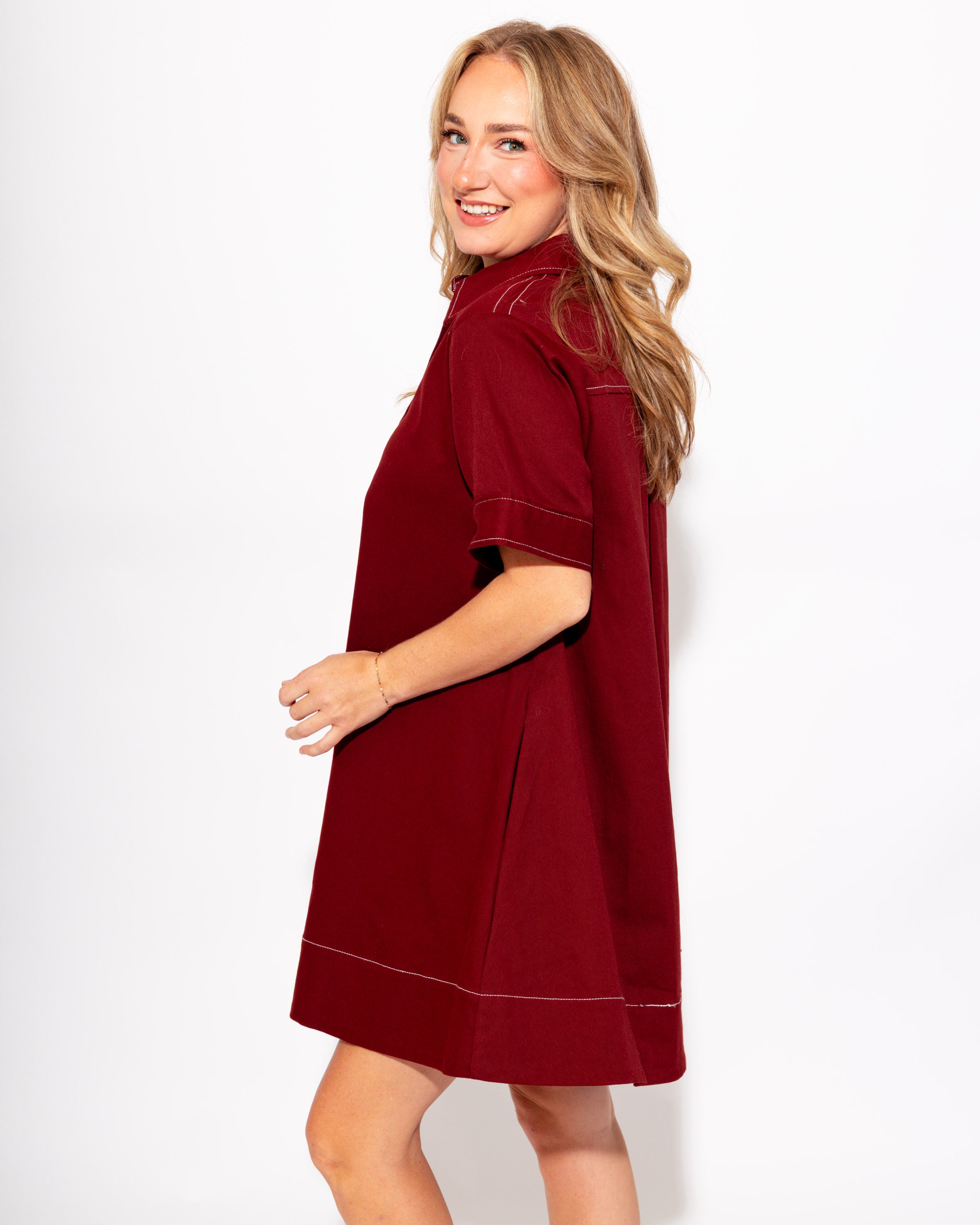 Exposed Stitch Mini Dress