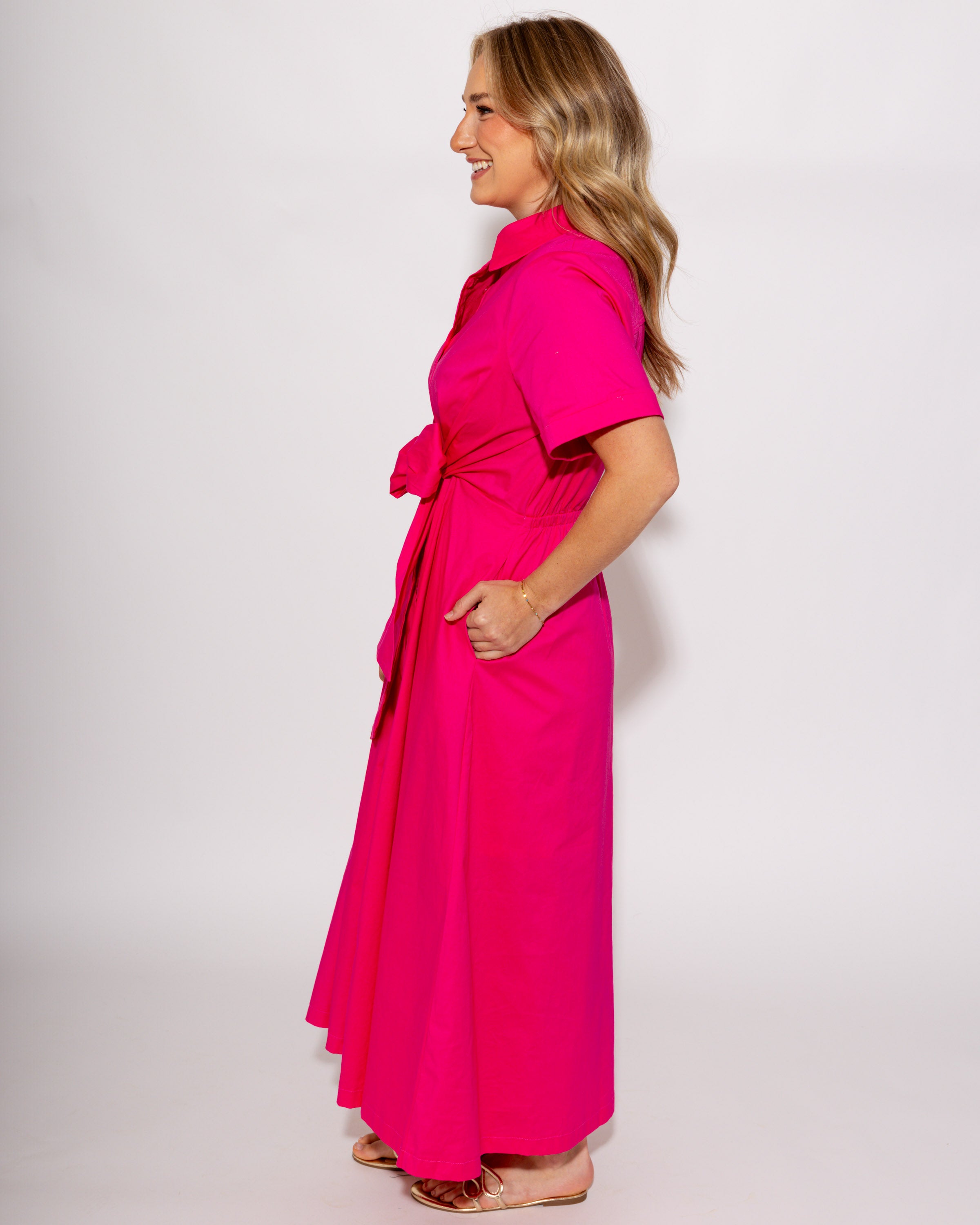 The Perfect Pink Midi Dress