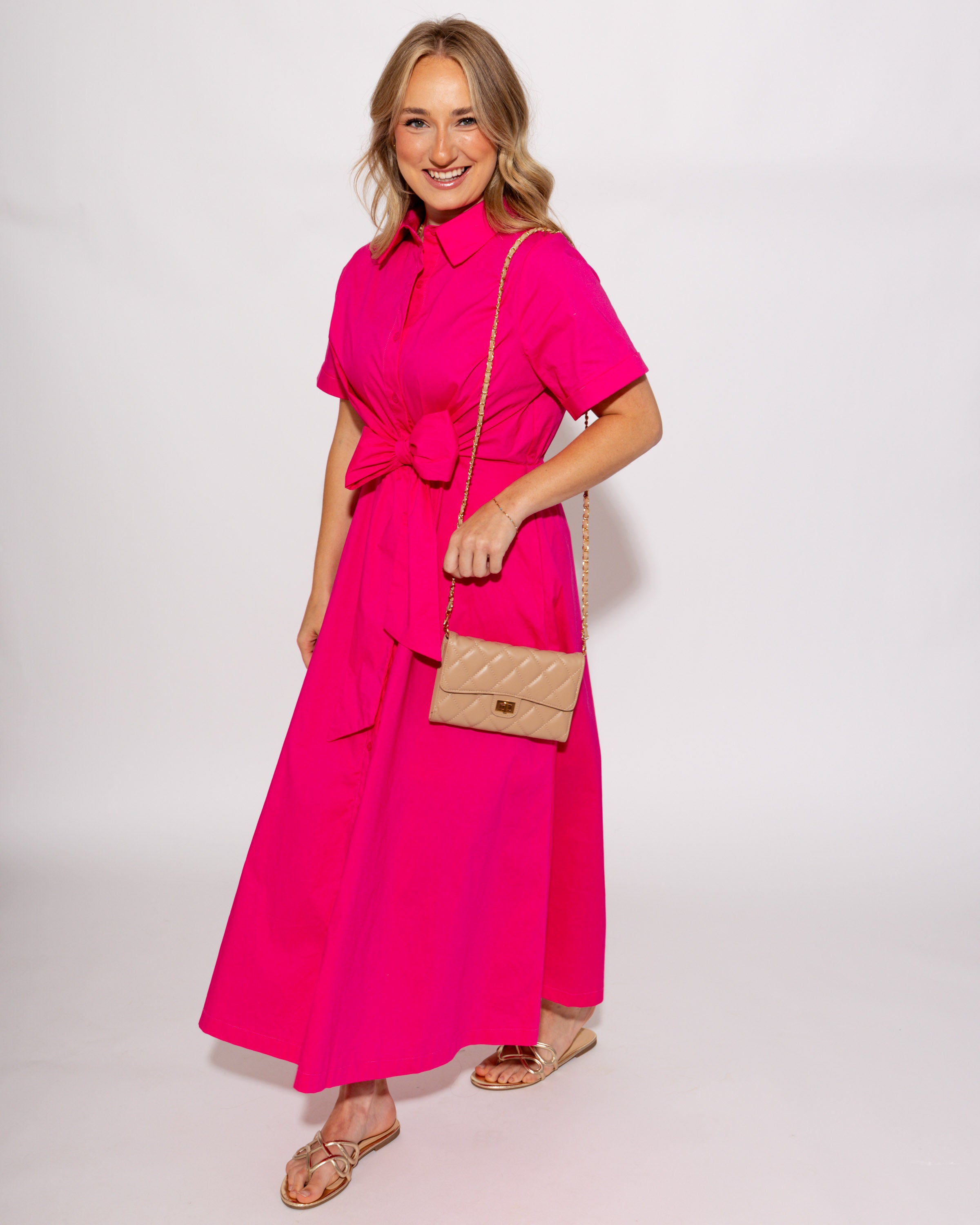 The Perfect Pink Midi Dress