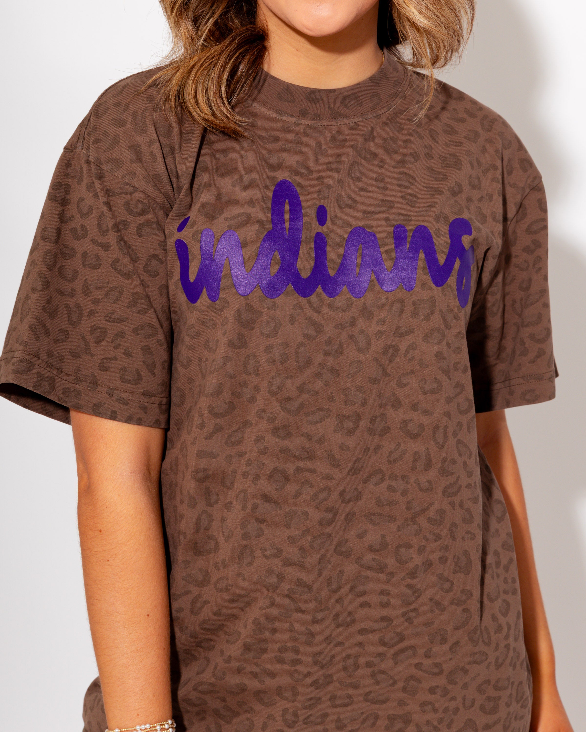 "Indians" Leopard Oversized Box Tee