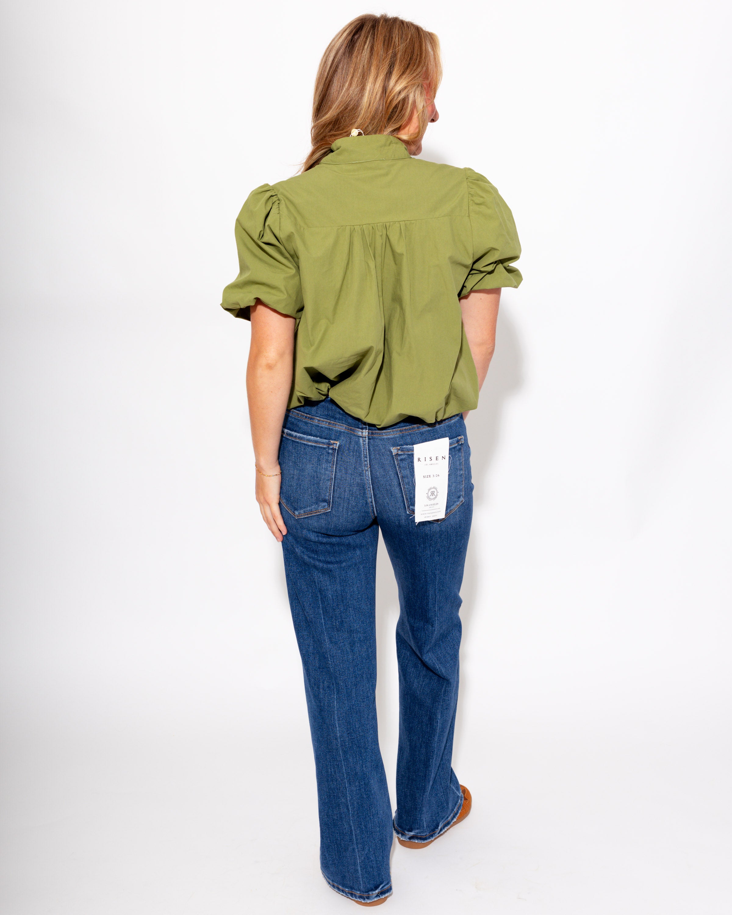 Bubble Hem Puff Sleeve Top