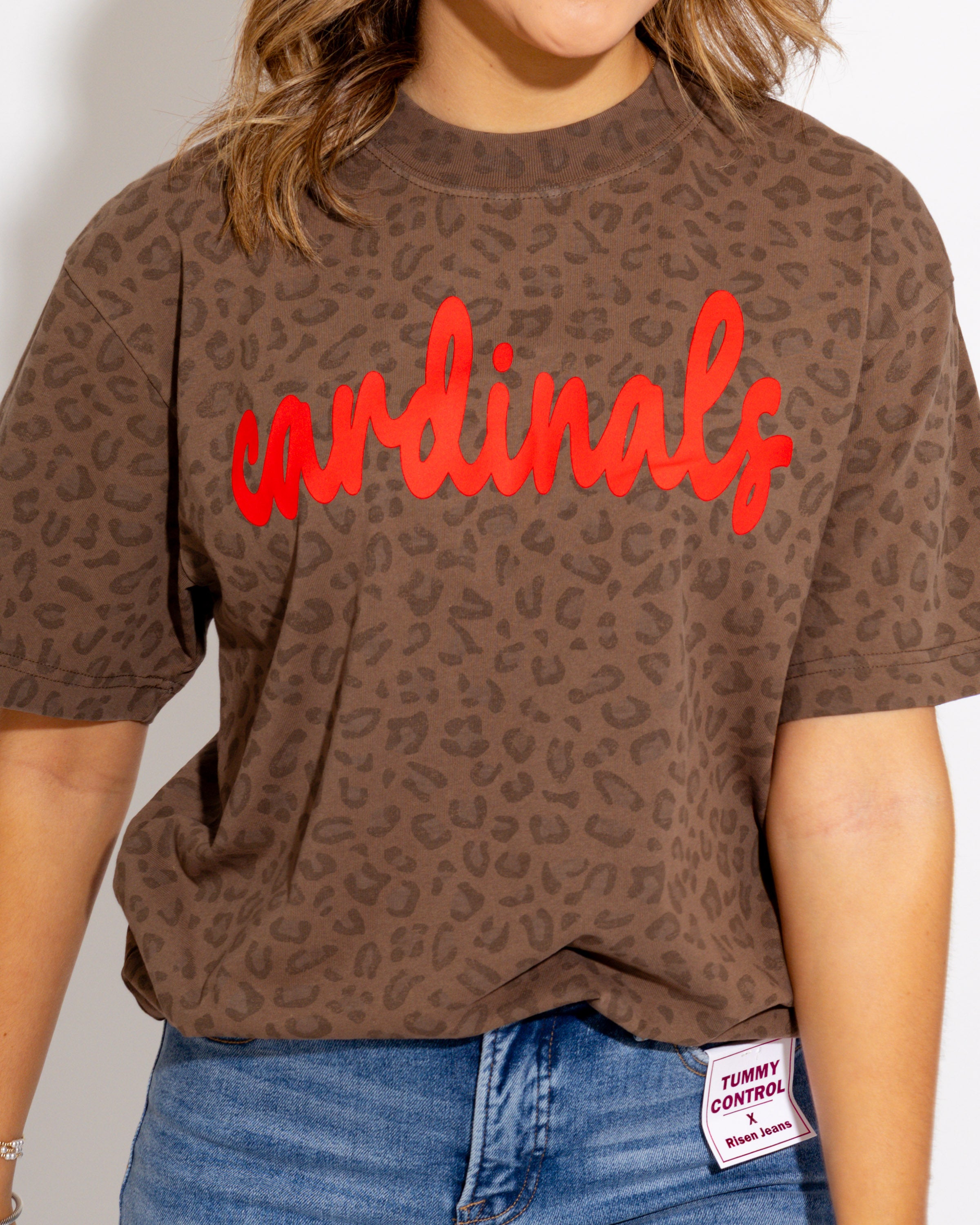 "Cardinals" Leopard Oversized Box Tee