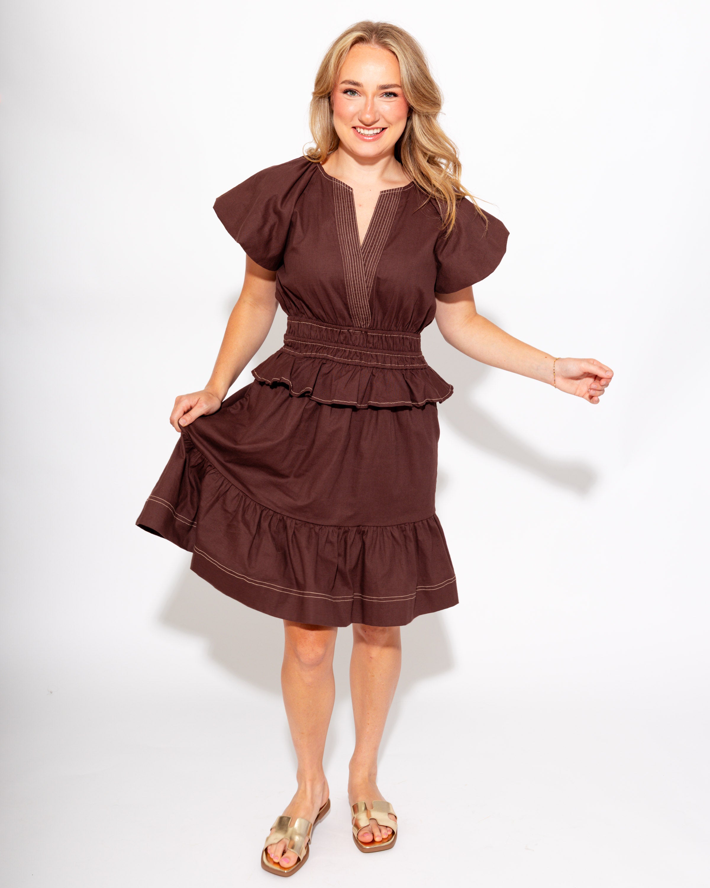 Cinched & Sweet Ruffle Dress