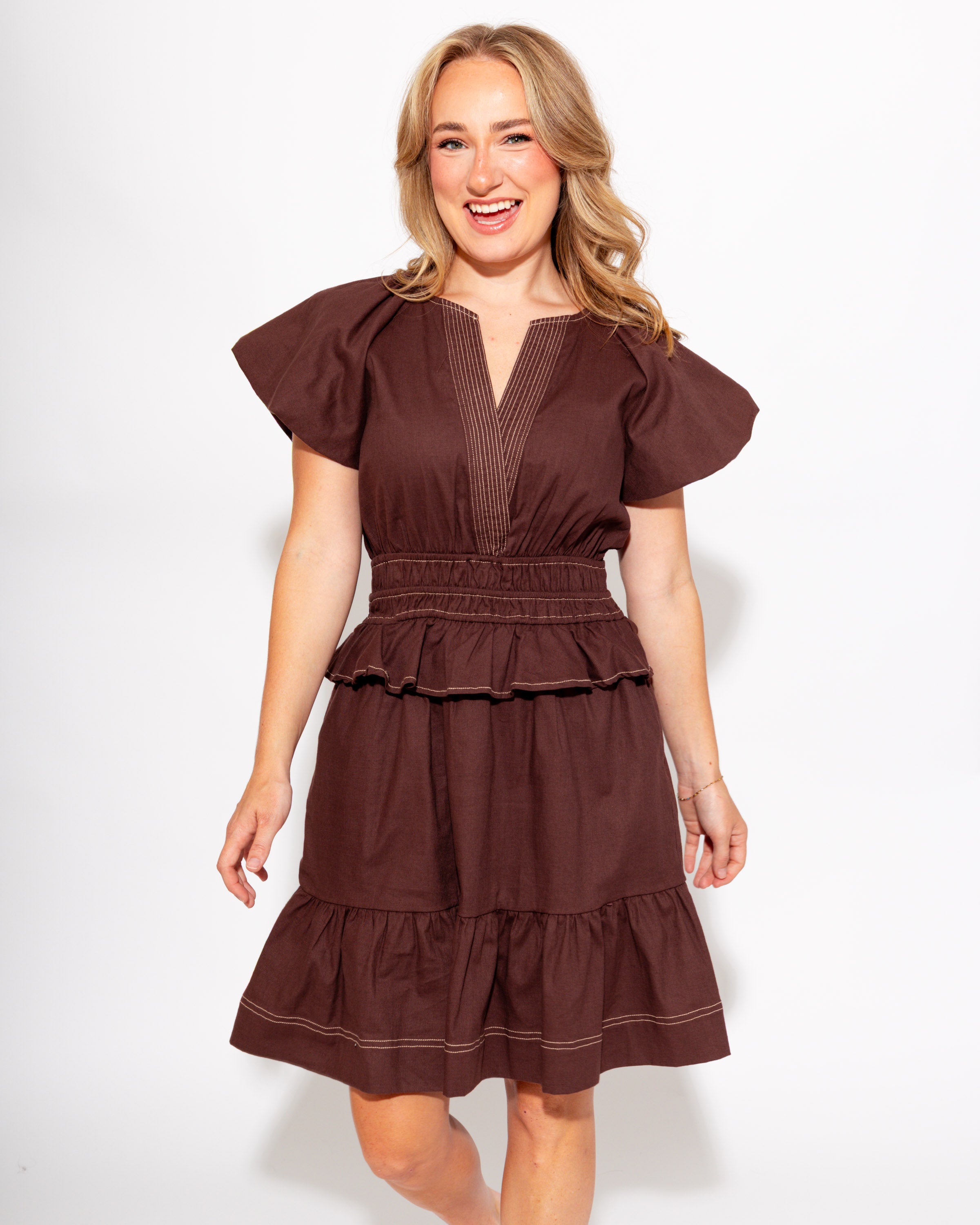 Cinched & Sweet Ruffle Dress