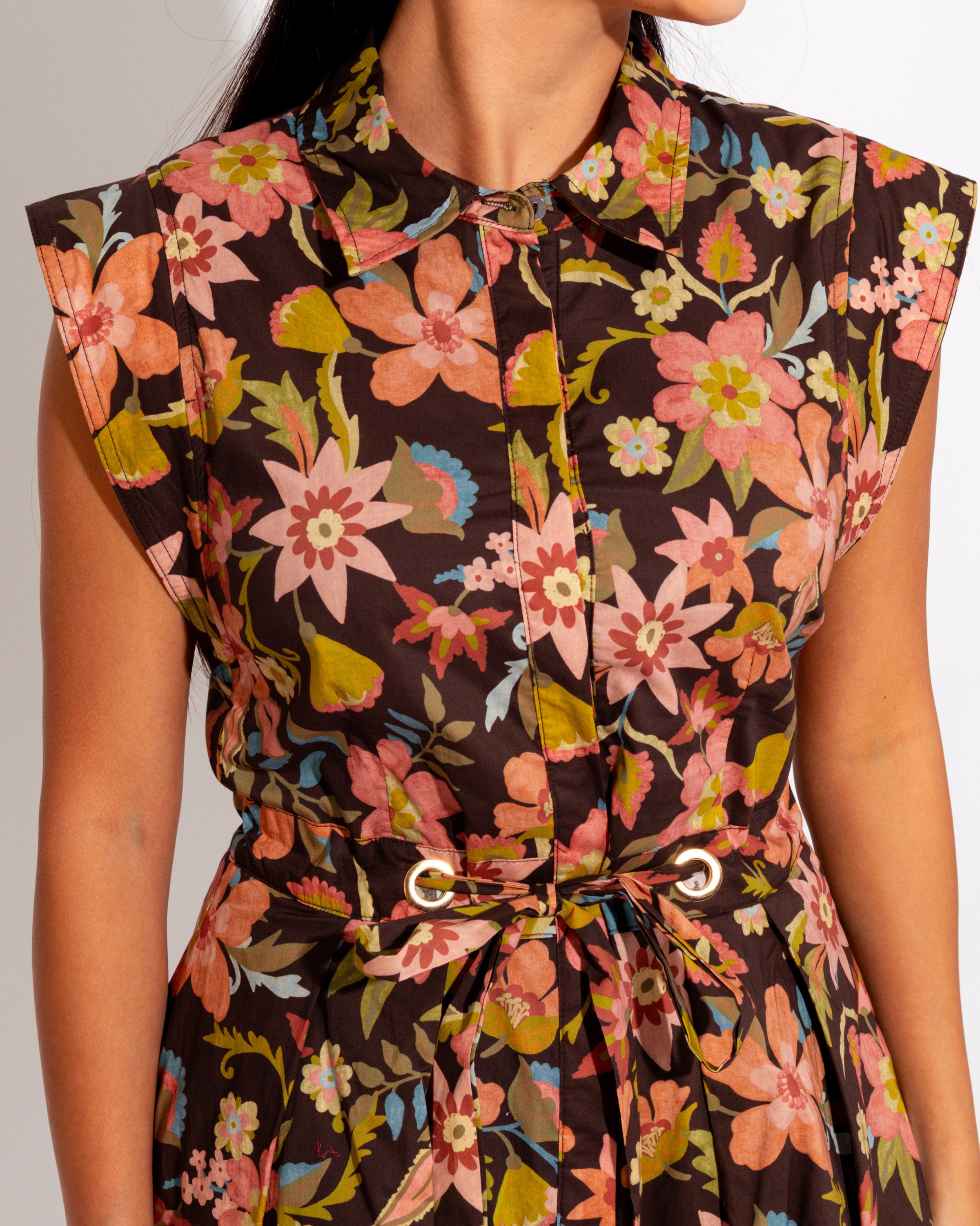 Fall Floral Tie Waist Mini