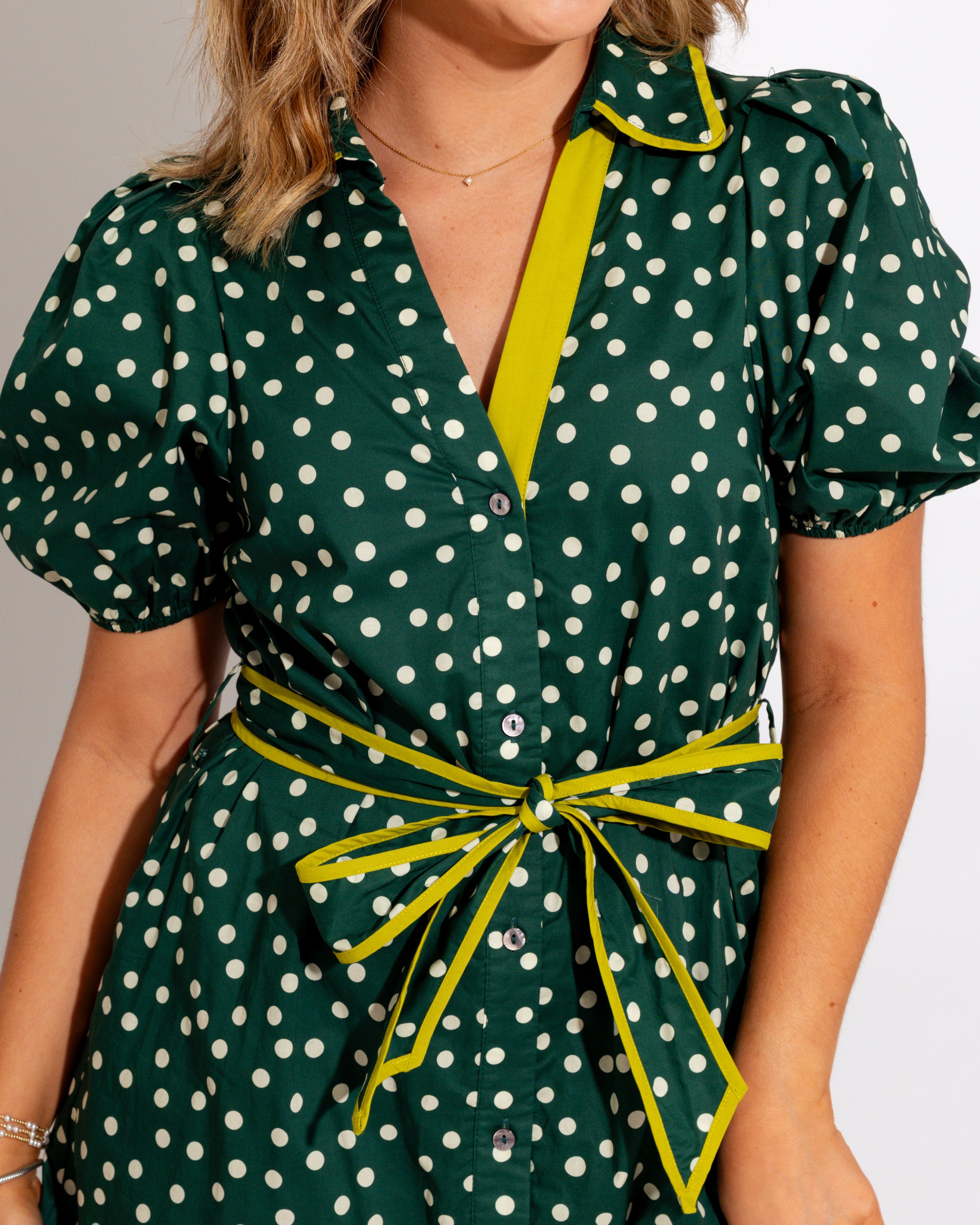 Polka Dot Tie Waist Midi Dress